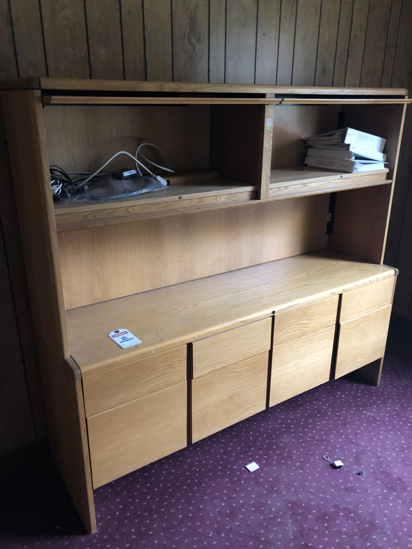 CONTENTS OF OFFICE INCLUDING DESK; CREDENZA; SHELF & FILE CABINET