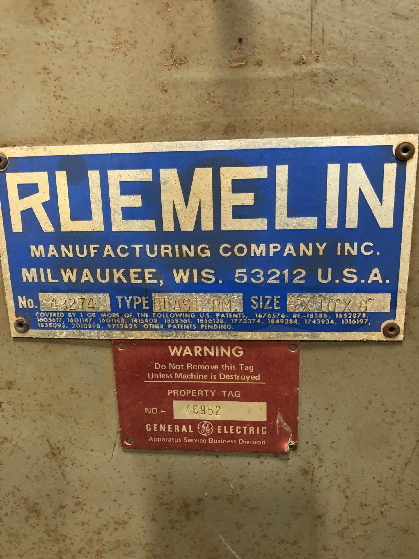 RUEMELIN OVEN NO. 43274 TYPE BLAST RM SIZE 8' X 10' X 8' - Image 2 of 2