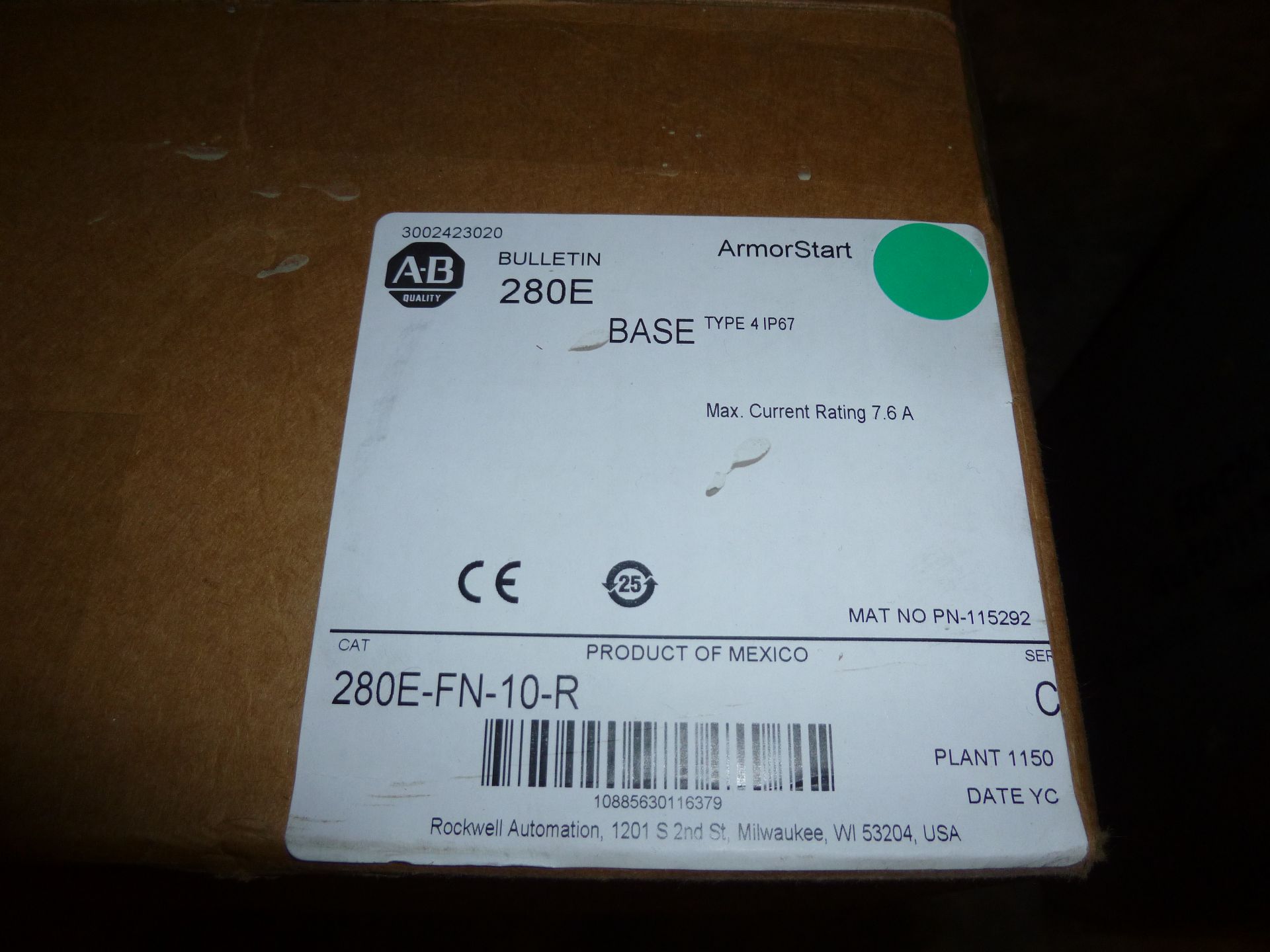 Allen Bradley Armorstart base Cat 280E-FN-10-R, new in box - Image 2 of 2