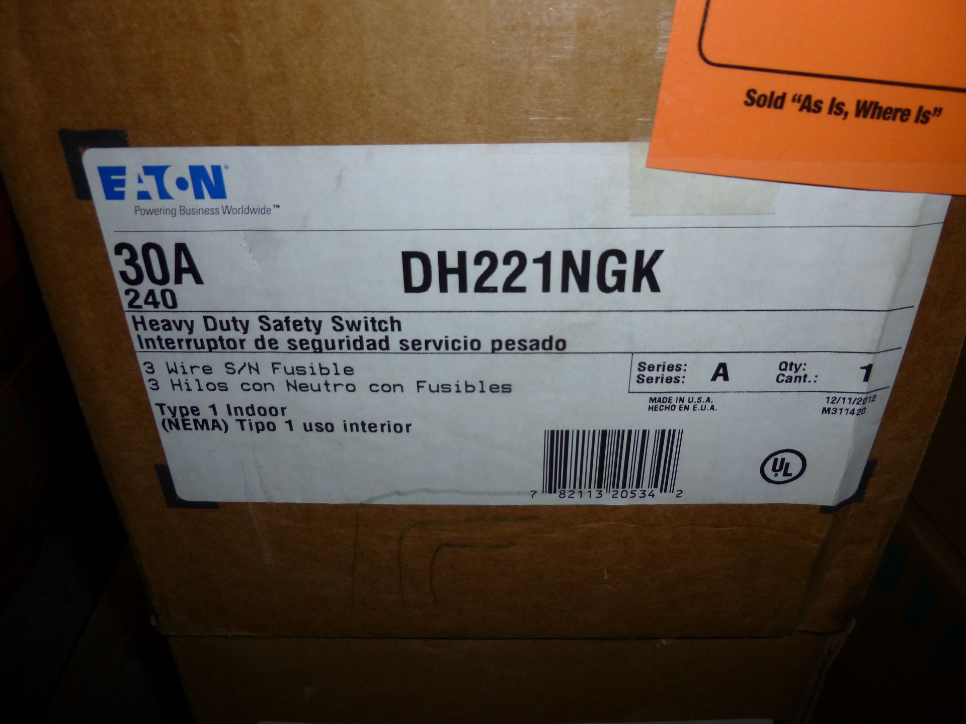 Qty 2 Eaton model DH221NGK, 30amp heavy duty safety switch, new in box - Image 2 of 2