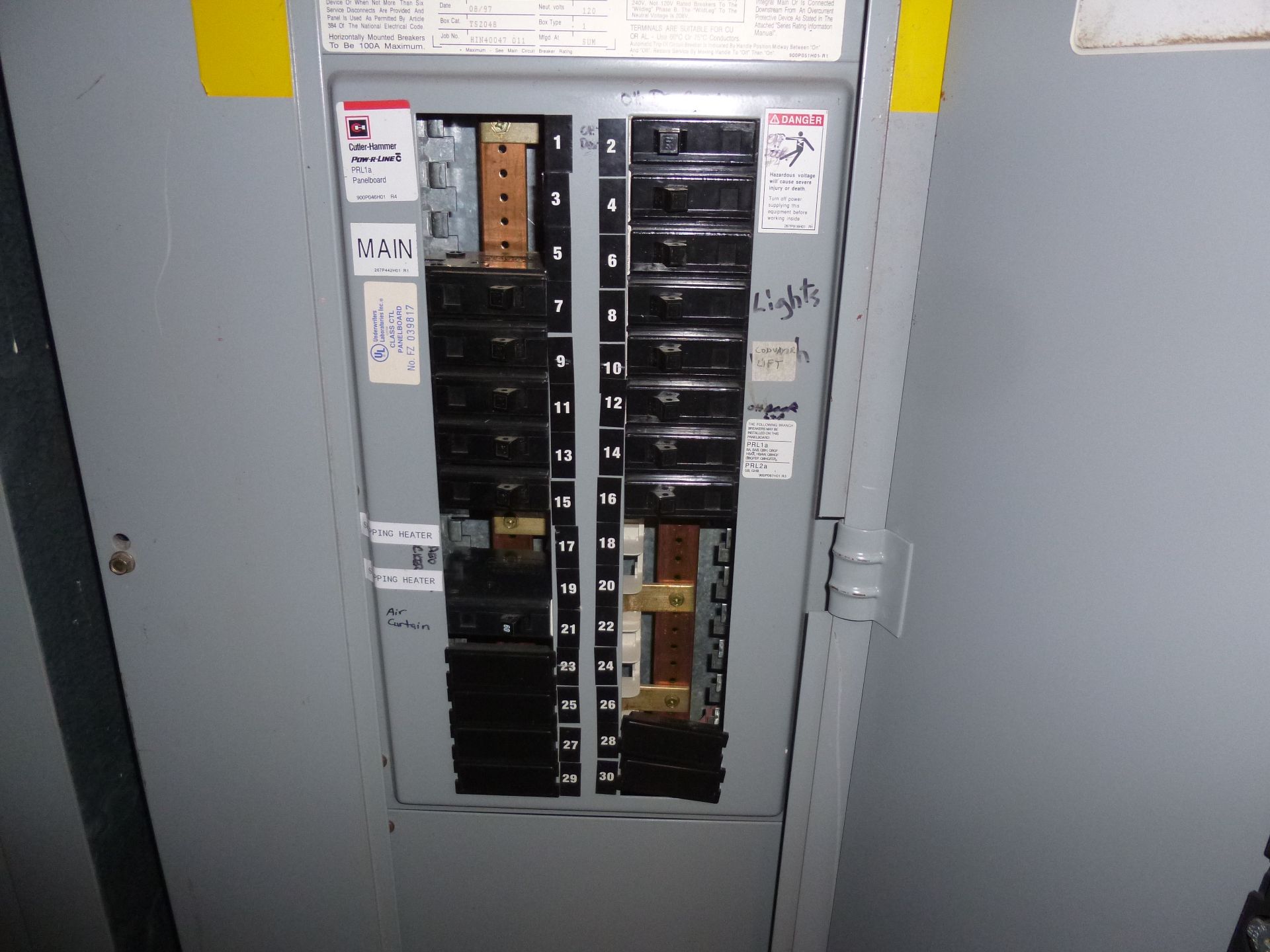 Cutler Hammer model PRL1A, 100amp box, 208v/120, 3phase, 4 wire, includes all breakers as pictured - Image 3 of 3