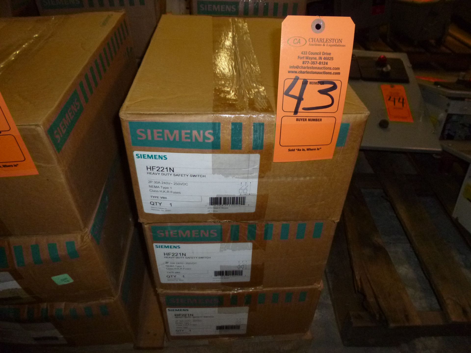 Qty 3 Siemens model HF221N, heavy duty safety switch, new in boxes