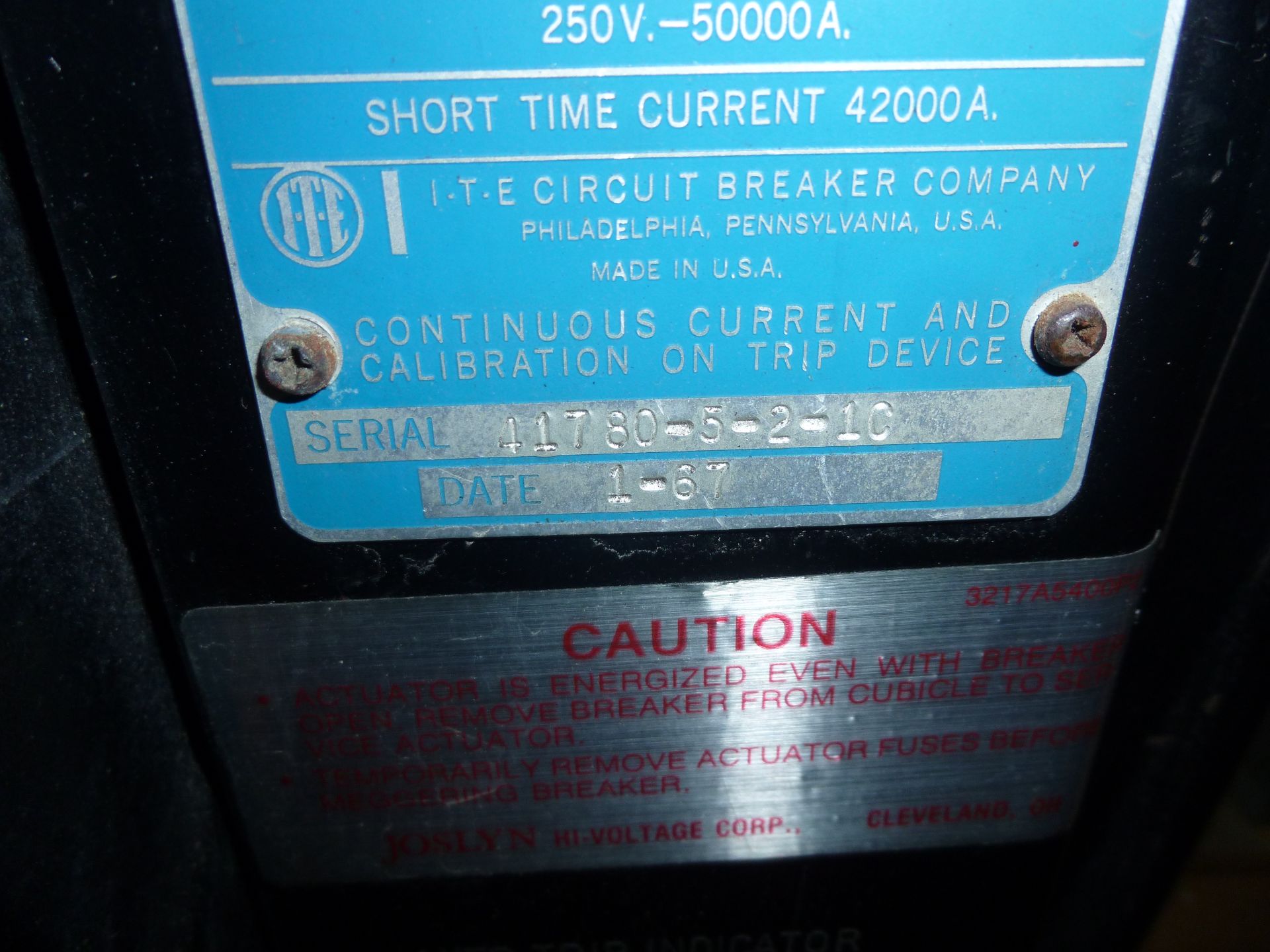 Gould ITE power circuit breaker, K-line, model K-1600S, frame size 1600amp - Image 5 of 5