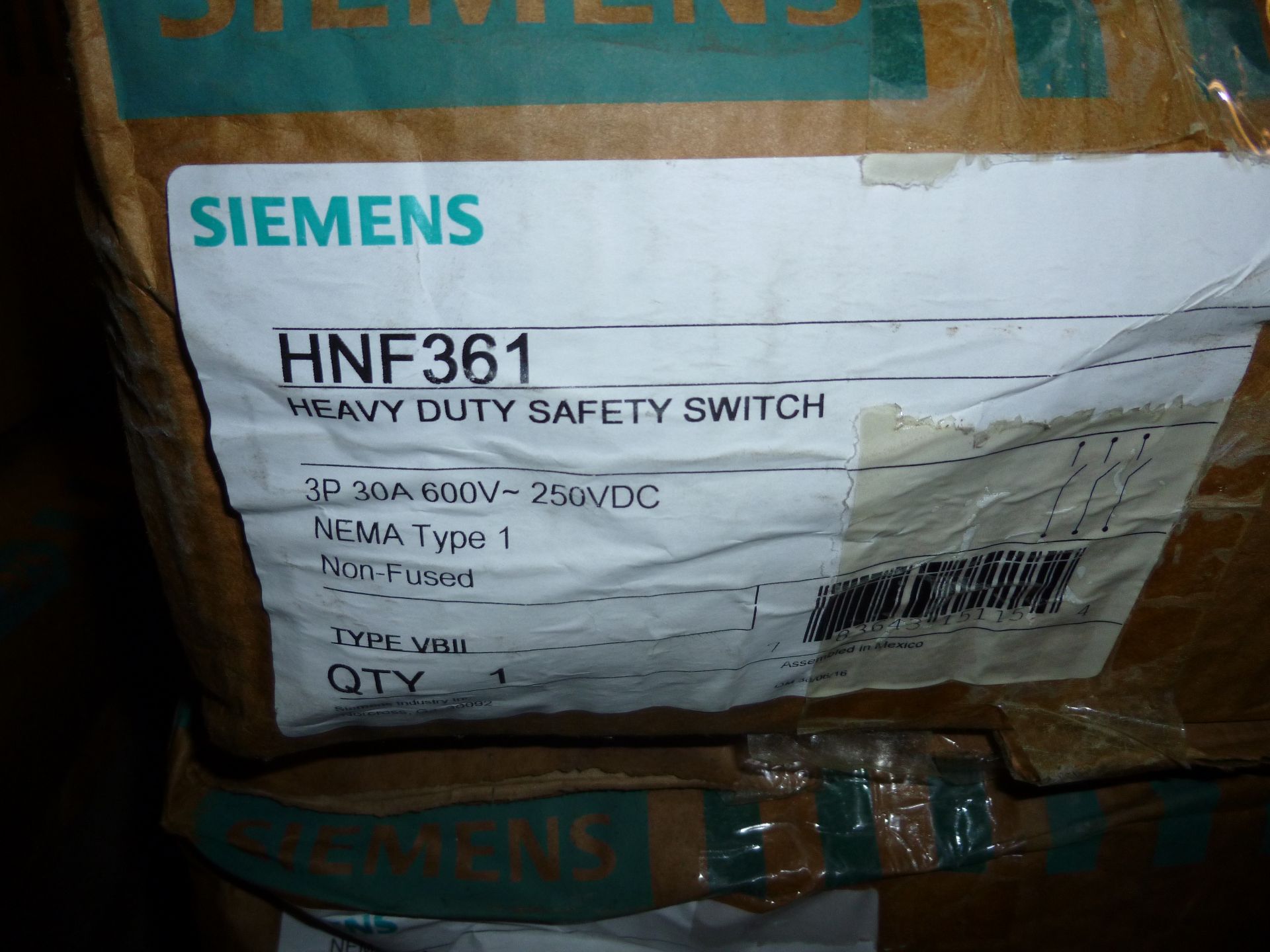 Qty 2 Siemens model HNF361, heavy duty safety switch, new in box - Image 2 of 2