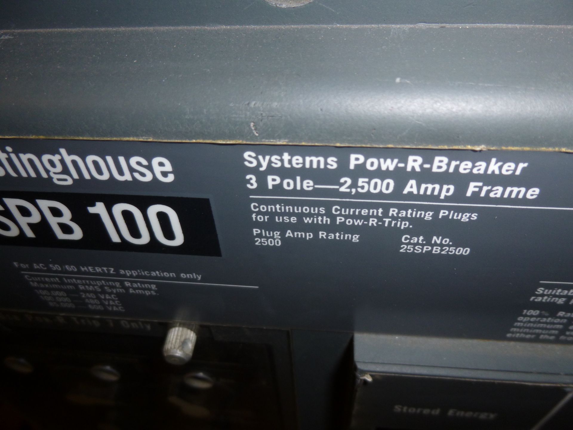 Westinghouse SPB100 systems Pow-R-Breaker, 3-pole, 2500amp frame - Image 3 of 3