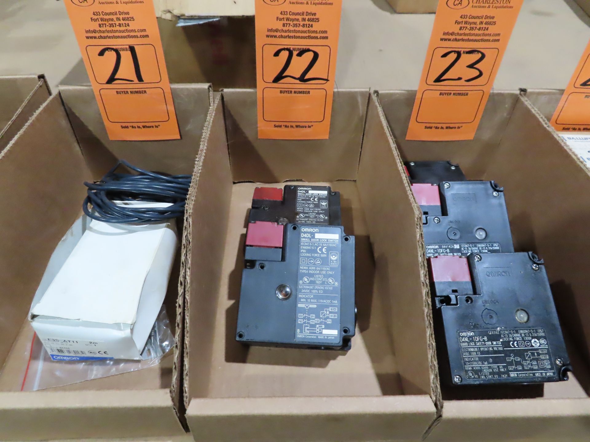 Qty 2 Omron small door lock switch model D4DL, used, as always with Brolyn LLC auctions, all lots