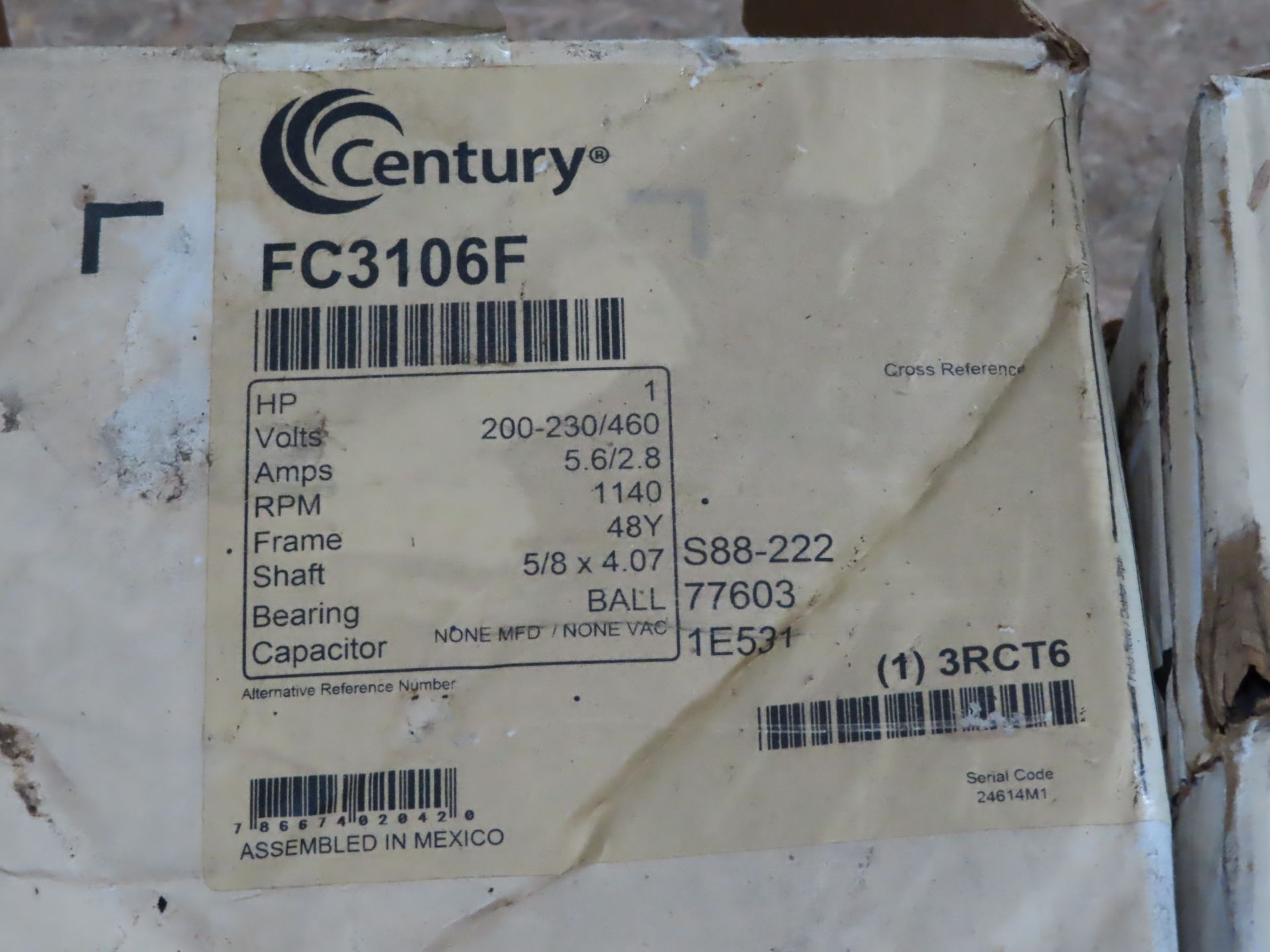 Century motor 1 hp model FC3106F, new in box, as always with Brolyn LLC auctions, all lots can be - Image 2 of 2