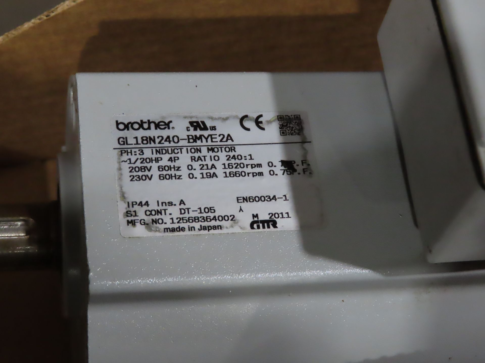 Brother Induction motor GL18N240-BMYE2A, as always with Brolyn LLC auctions, all lots can be - Image 2 of 2