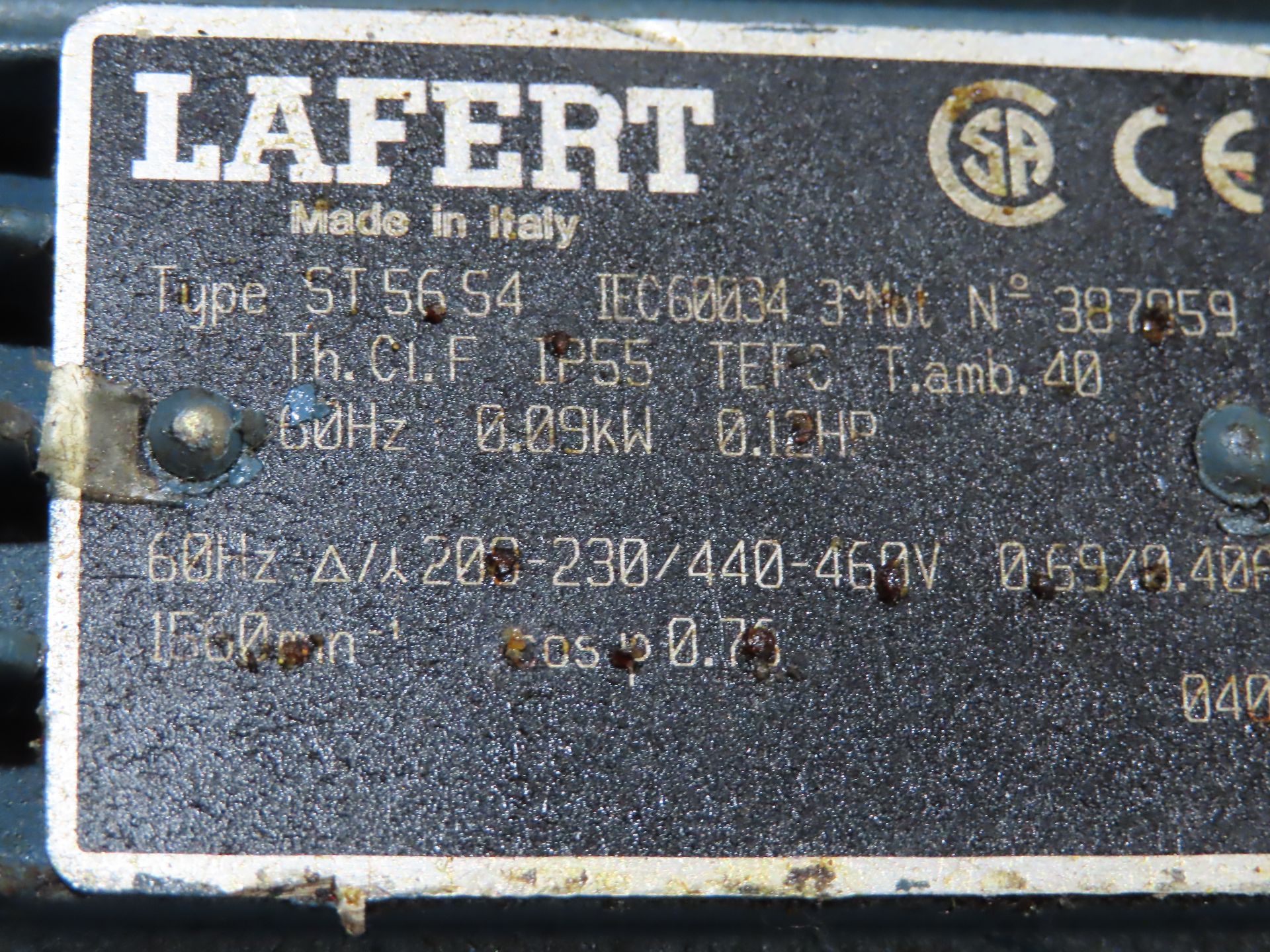 Lafert motor model ST56S4, used parts crib spare, as always with Brolyn LLC auctions, all lots can - Image 2 of 2