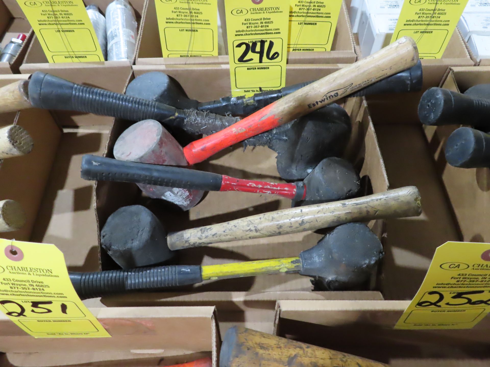 Assortment of rubber mallets and/or various hammers, as always with Brolyn LLC auctions, all lots