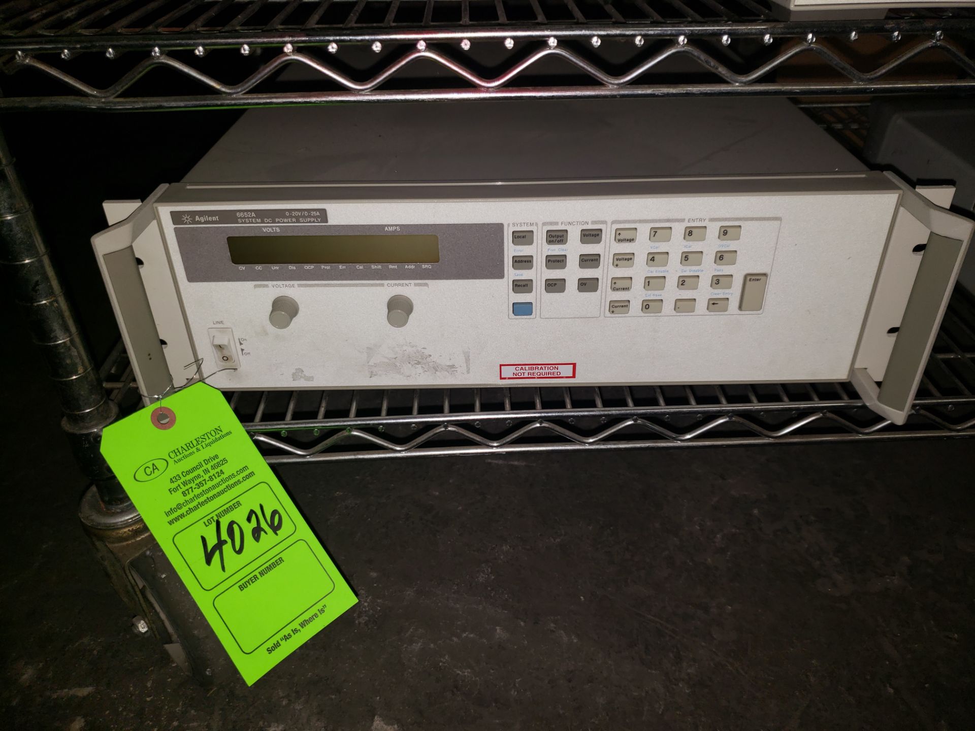 AGILENT 6652A DC POWER SUPPLY (LOCATED AT: 219 MURRAY STREET, FORT WAYNE, IN 46803)