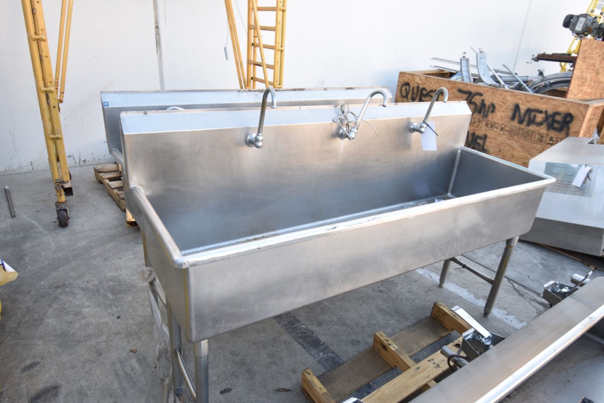 | Stainless Steel 3 faucet sink | MODEL# | SERIAL# | * Skidding and load out at market rate will be - Image 2 of 3