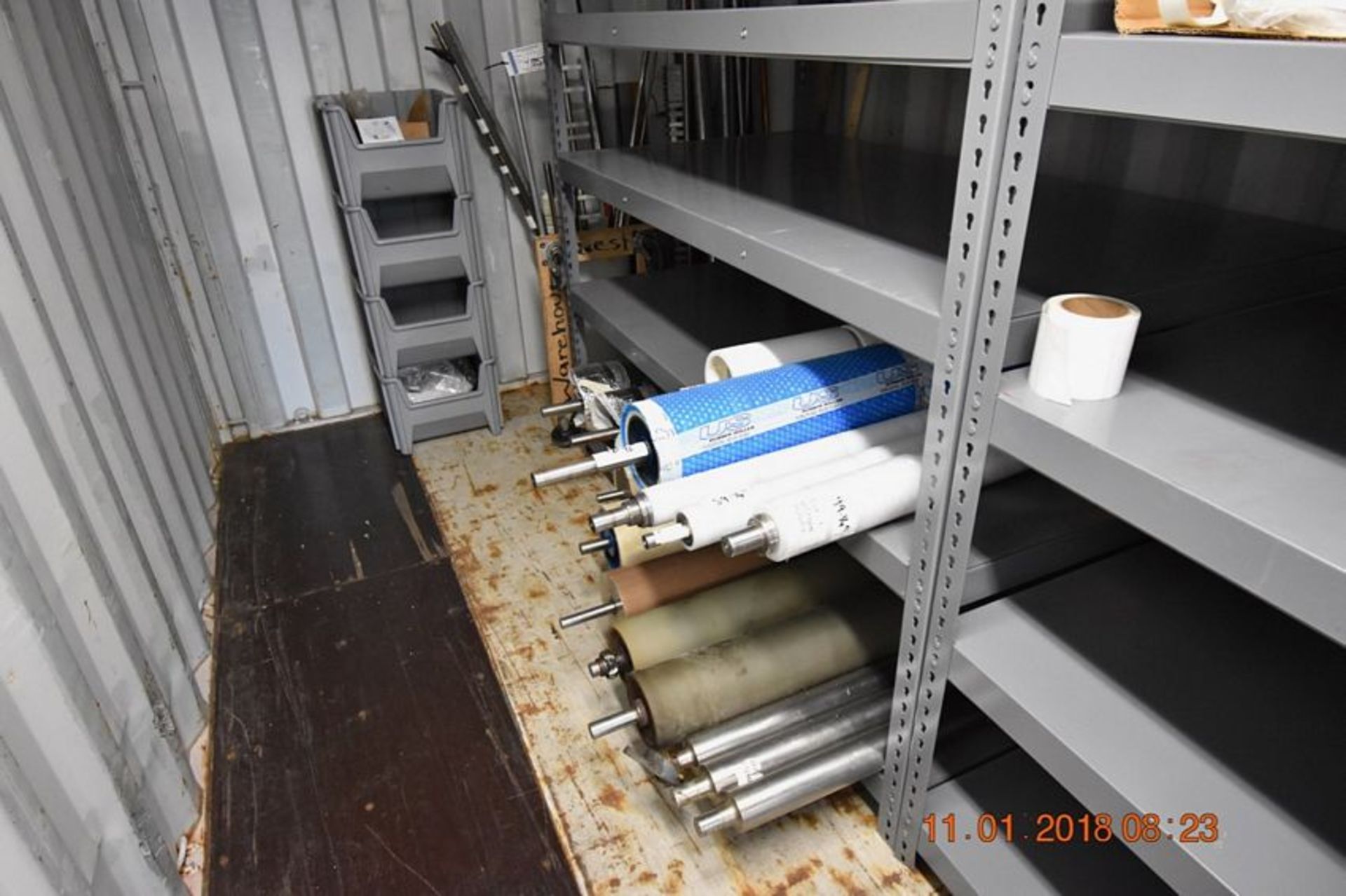 | One Lot on Shelving of conveyor belts and rollers. Includes shelving | MODEL# | SERIAL# | * - Image 2 of 9