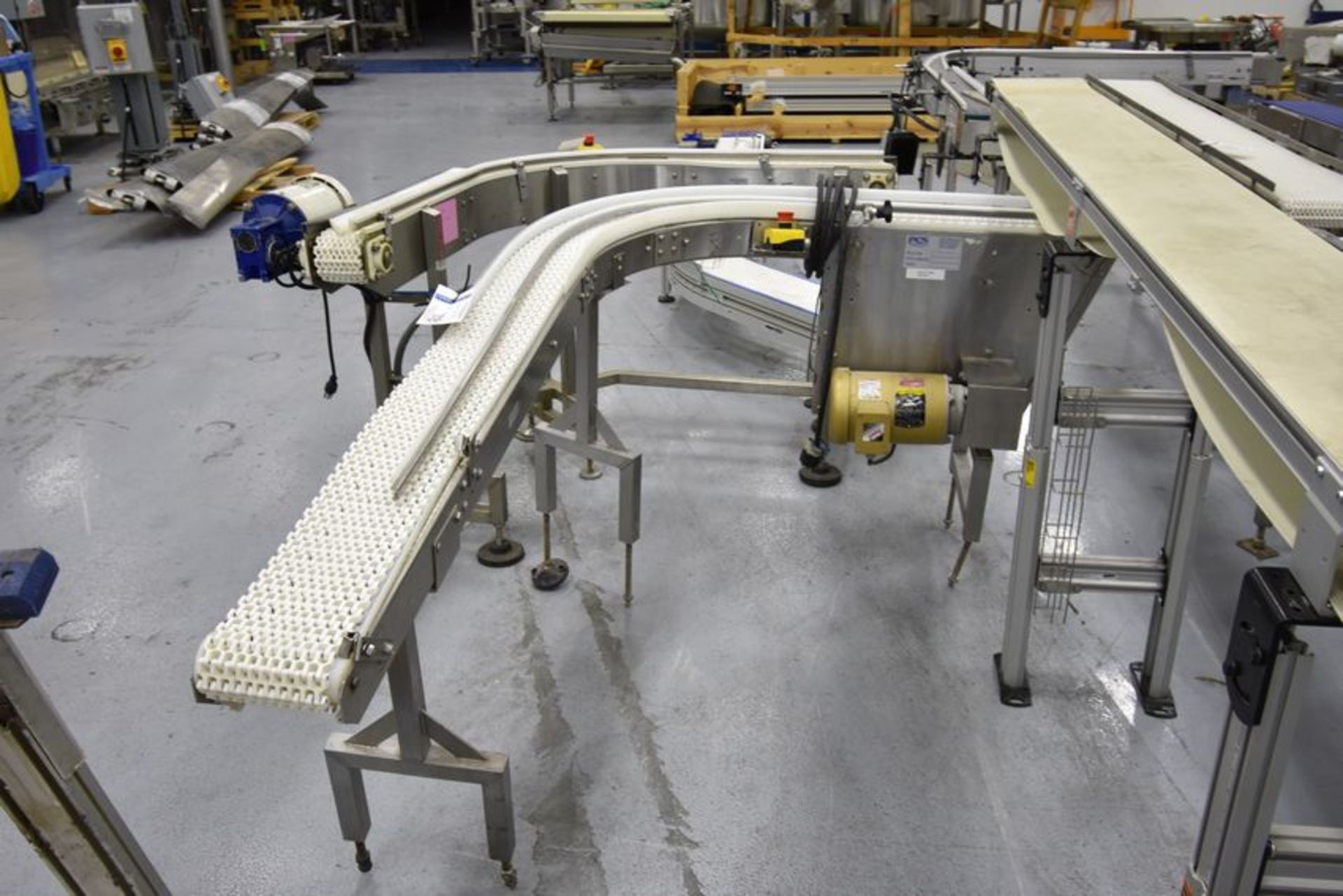 Belt Conveyor | PCS 6"w x 100"l x 36"h 90 degree intralox belt conveyor. Stainless steel frame