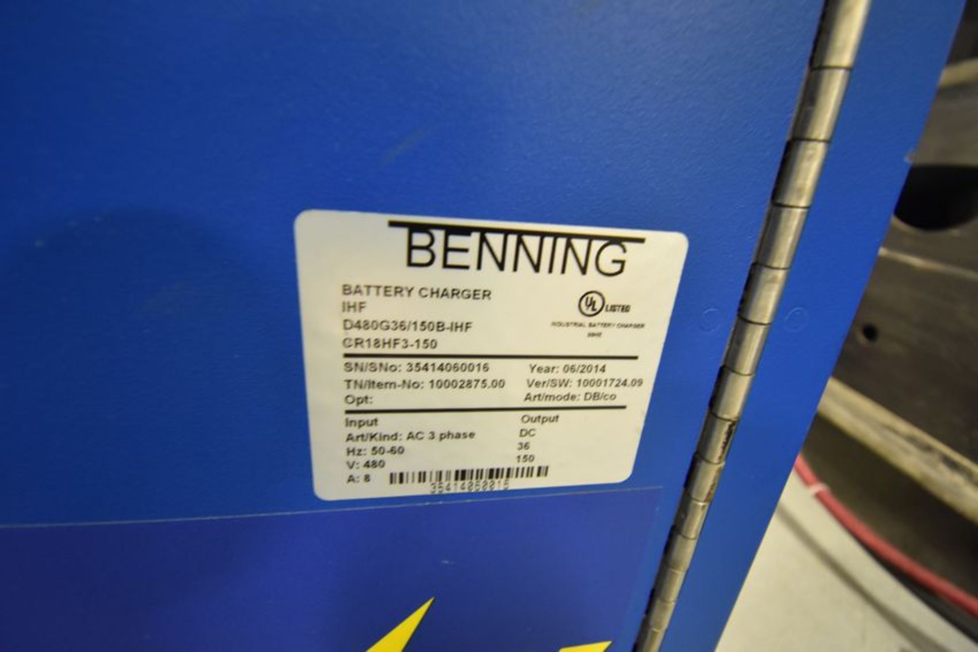 | Benning Battery Charger S/N 35414060016. 480 Volts, 36 Volt | MODEL# P24-48-1000-R25 | - Image 2 of 2