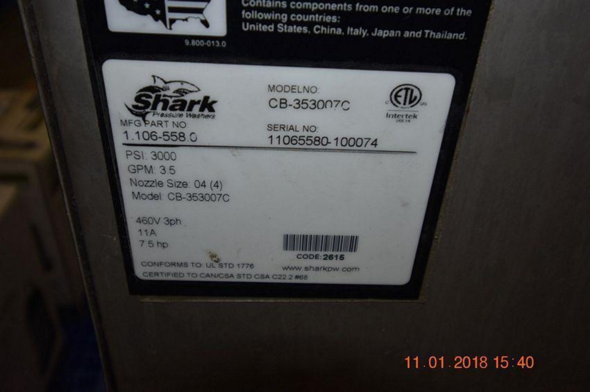 Shark pressure washer model CB-353007C - Image 3 of 3