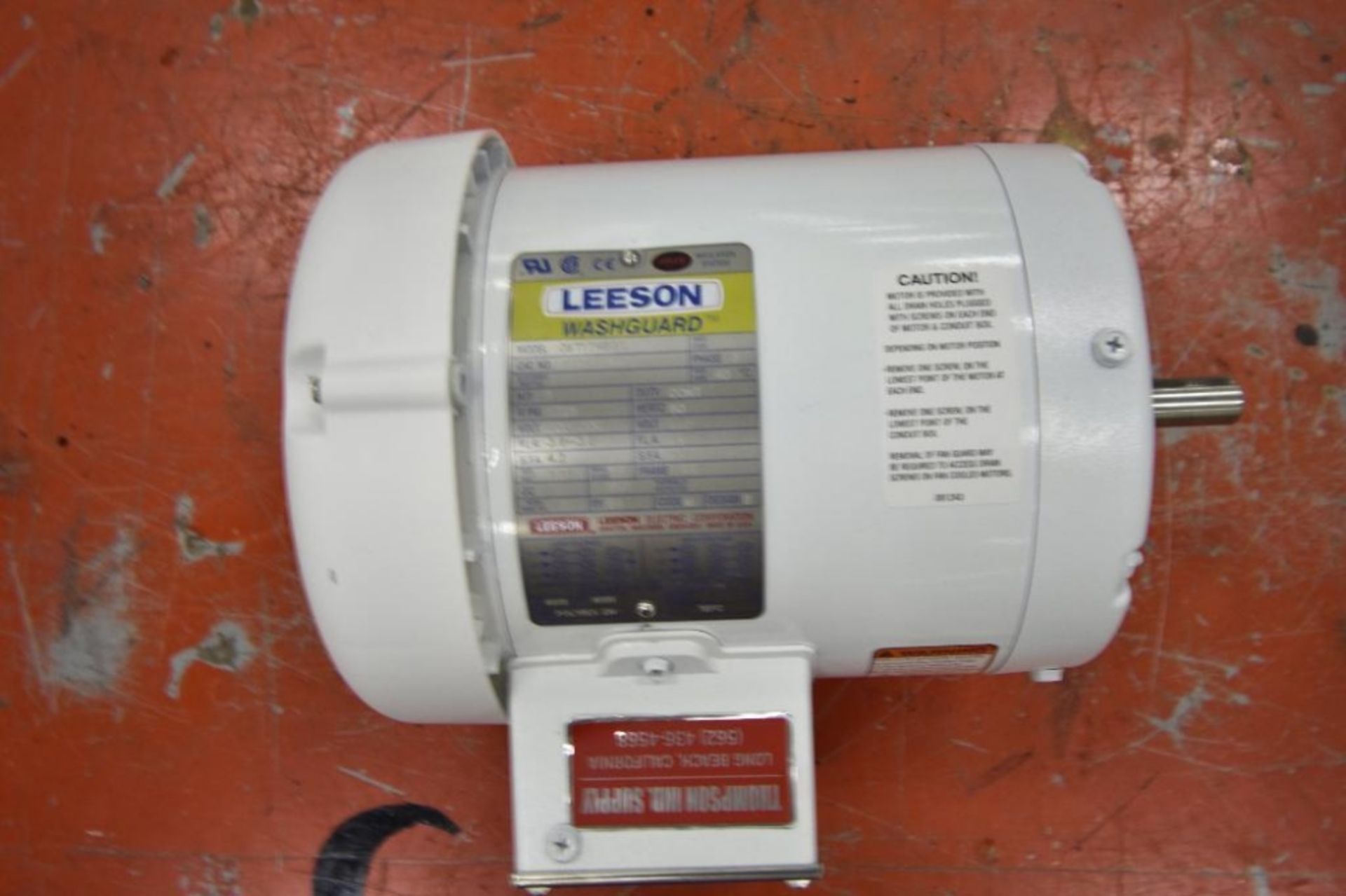 "Leeson Washguard motor. 3phase, 1hp"