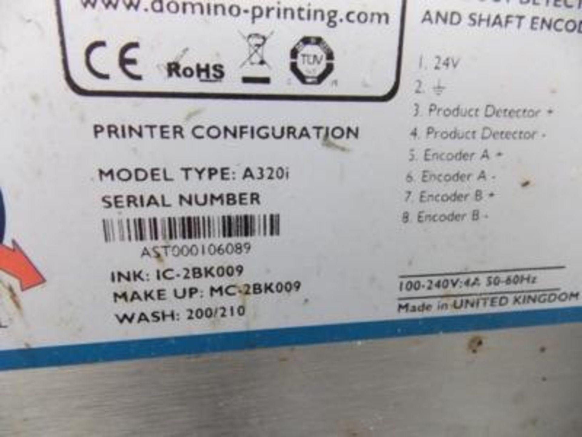 Domino ink jet coder - Model # A320i / Serial # AST000106089 - Image 2 of 2