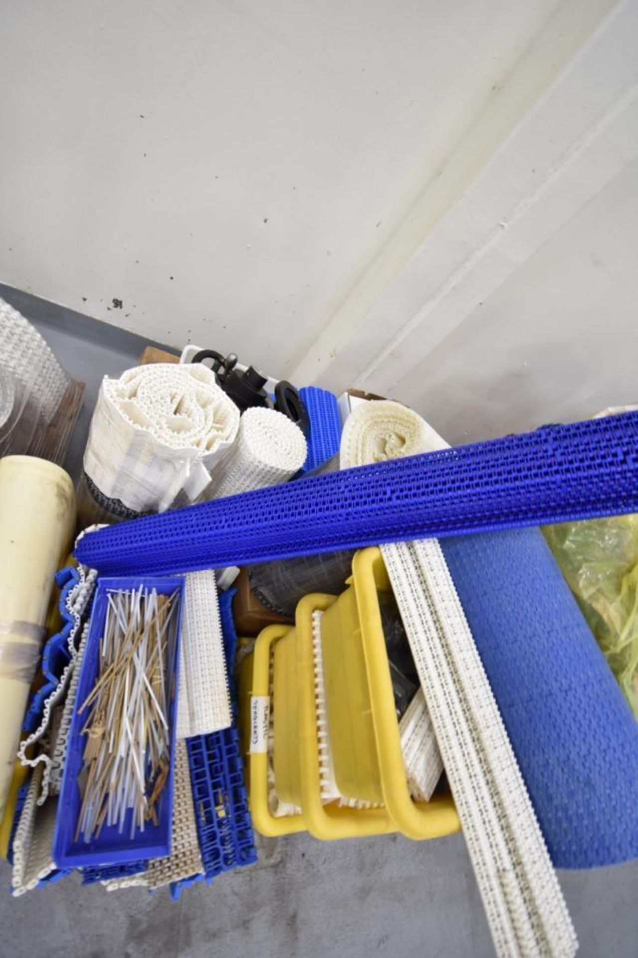 Assorted parts: Conveyer belts, Sanklin wrapper, Plastic brackets, Air cylinder. - Image 2 of 2