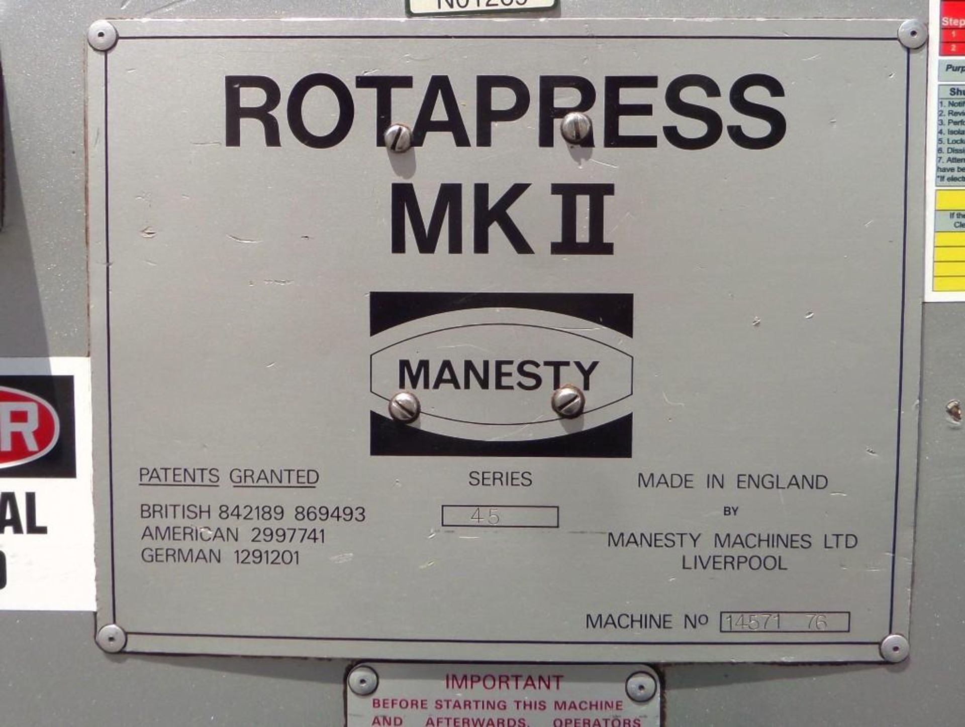 Manesty Mark II Rotapress - Image 5 of 13
