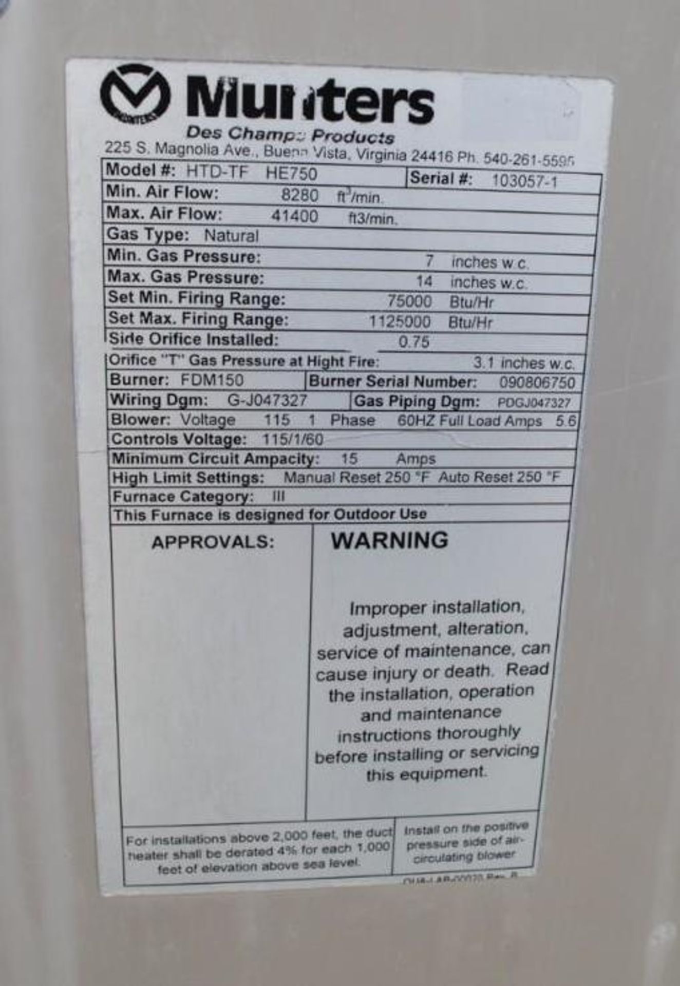 Munters Air Handling Unit - Image 2 of 3