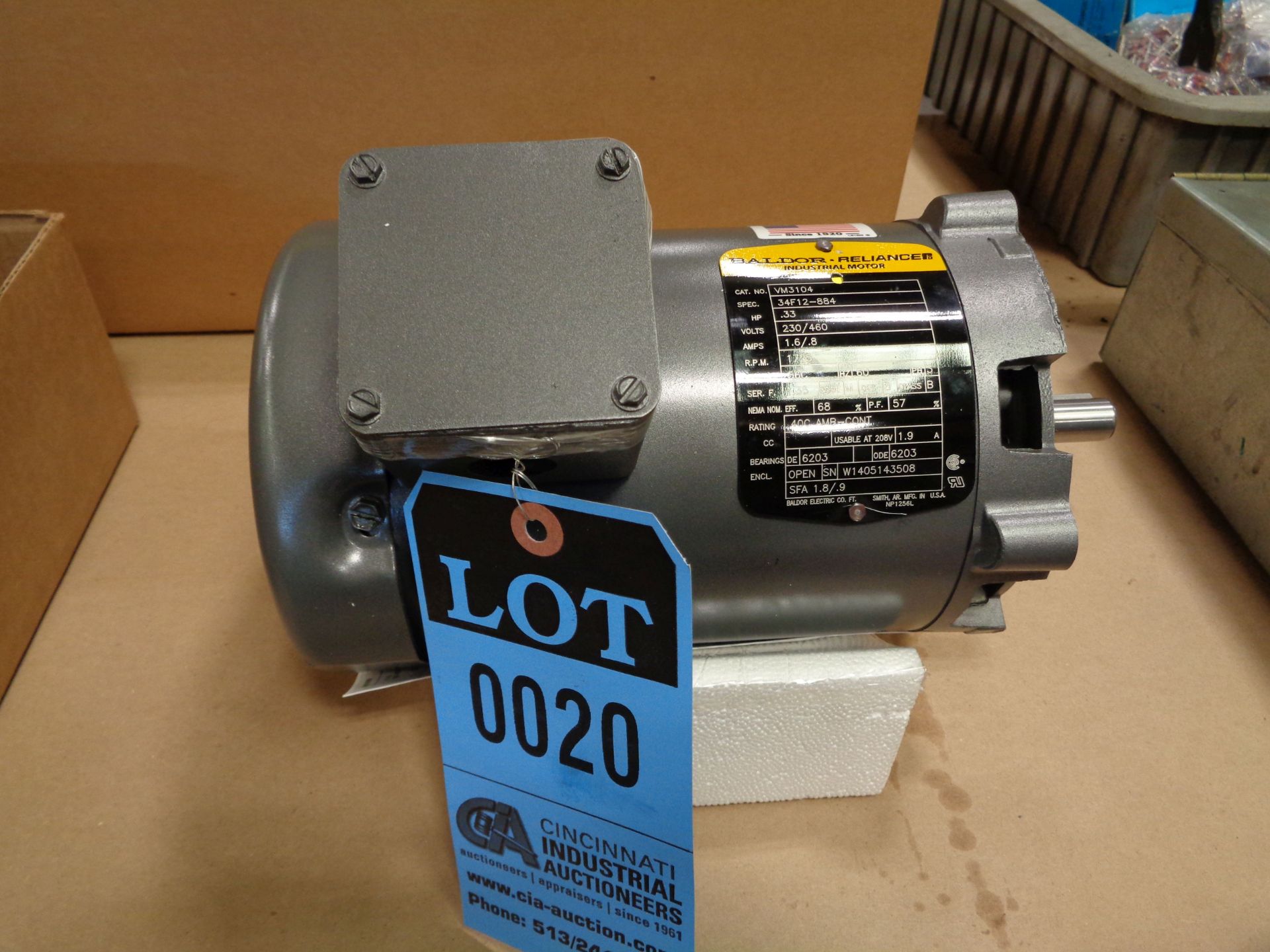 .33 HP BALDOR NEW ELECTRIC MOTOR