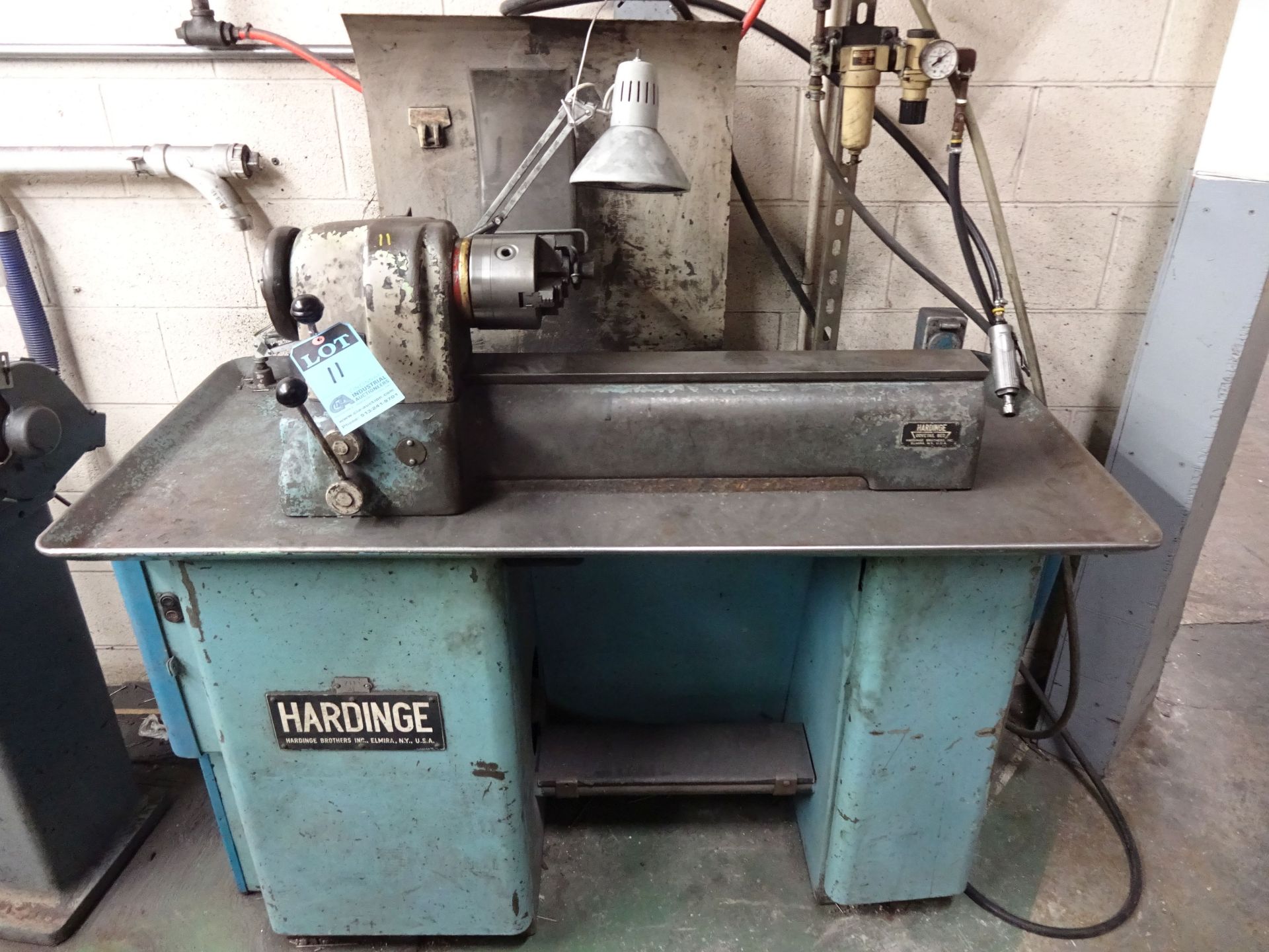 HARDINGE DV-59 DOVETAIL LATHE; S/N 3279, 5" 3-JAW CHUCK, SPINDLE SPEEDS 100-2,600 RPM