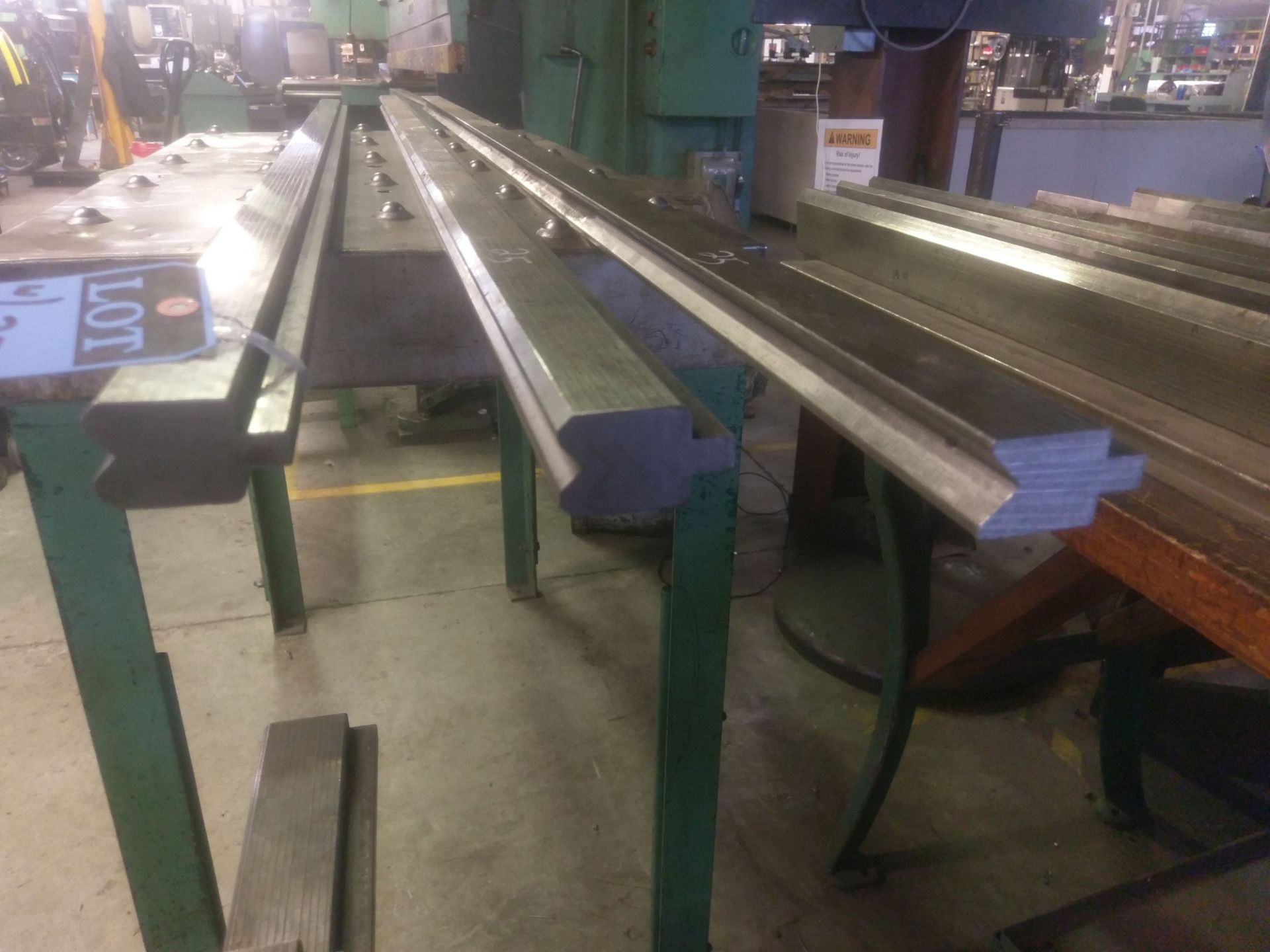 (LOT) LARGE QUANTITY OF PRESS BRAKE PUNCHES AND DIES ON 3 TABLES - SOME DIES UP TO 84" LONG - Image 5 of 7