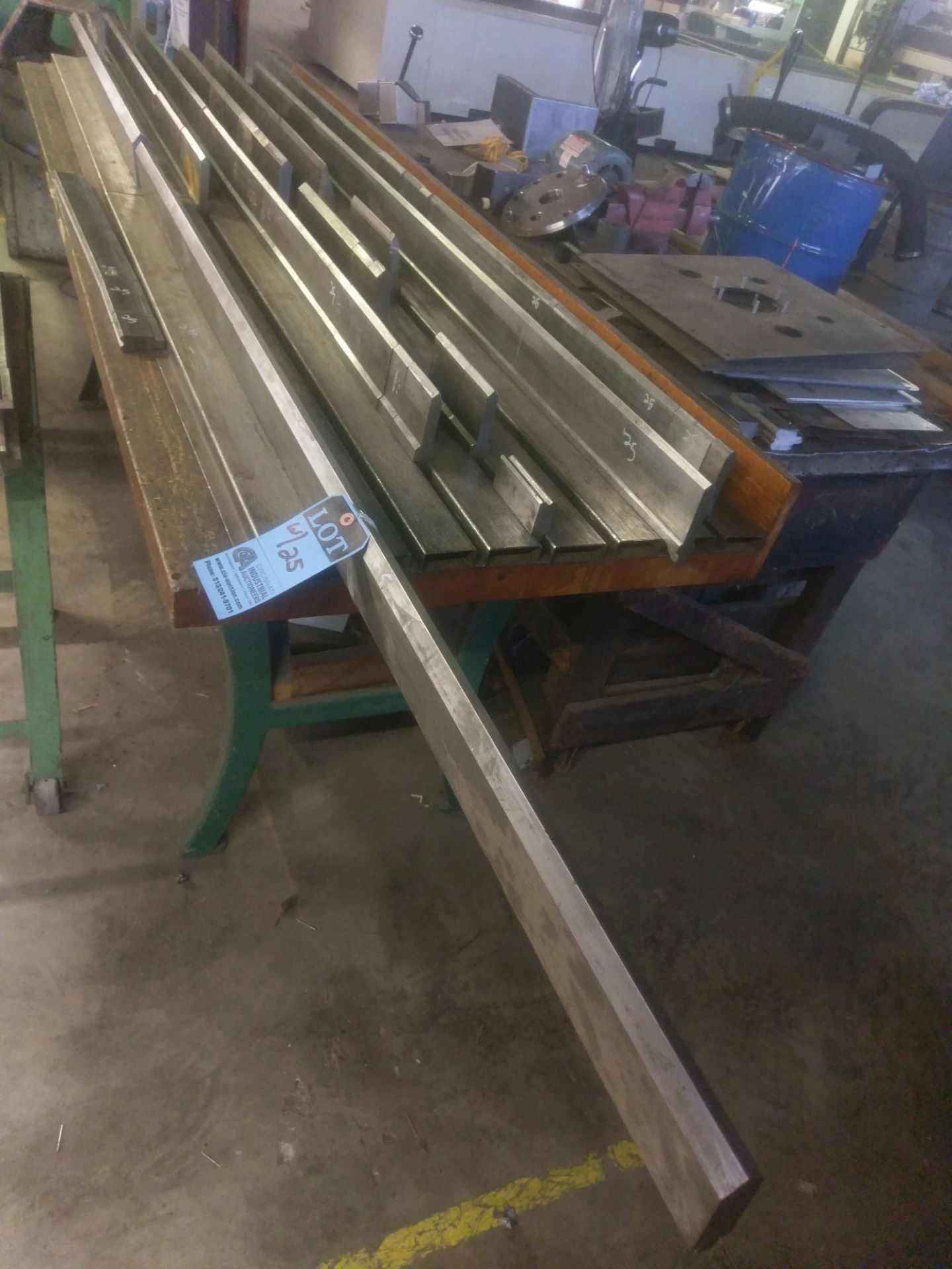 (LOT) LARGE QUANTITY OF PRESS BRAKE PUNCHES AND DIES ON 3 TABLES - SOME DIES UP TO 84" LONG - Image 6 of 7