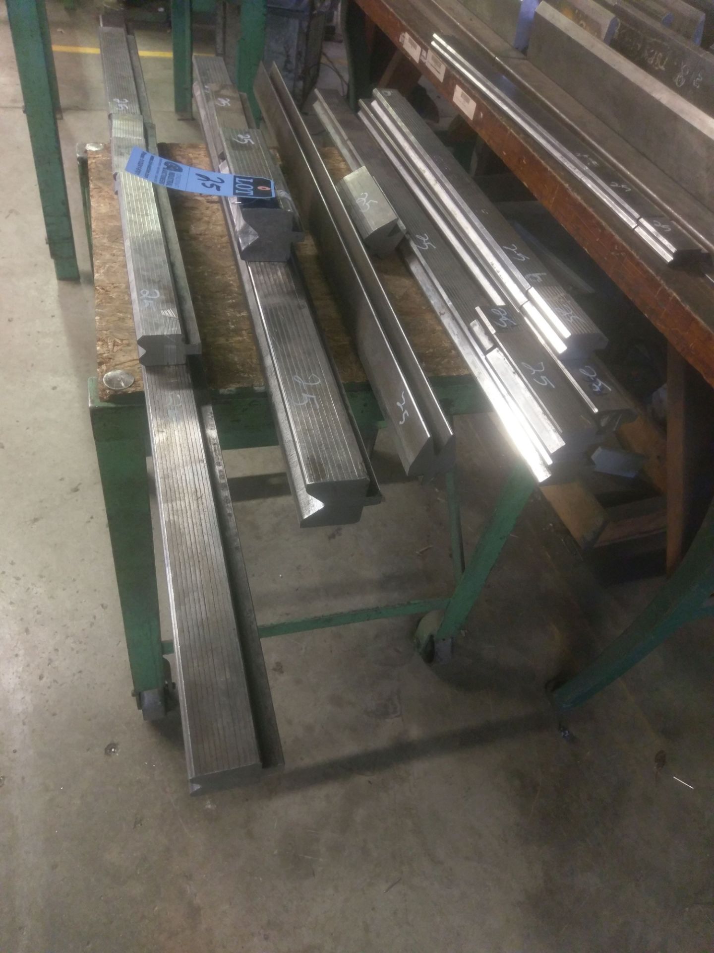 (LOT) LARGE QUANTITY OF PRESS BRAKE PUNCHES AND DIES ON 3 TABLES - SOME DIES UP TO 84" LONG - Image 3 of 7