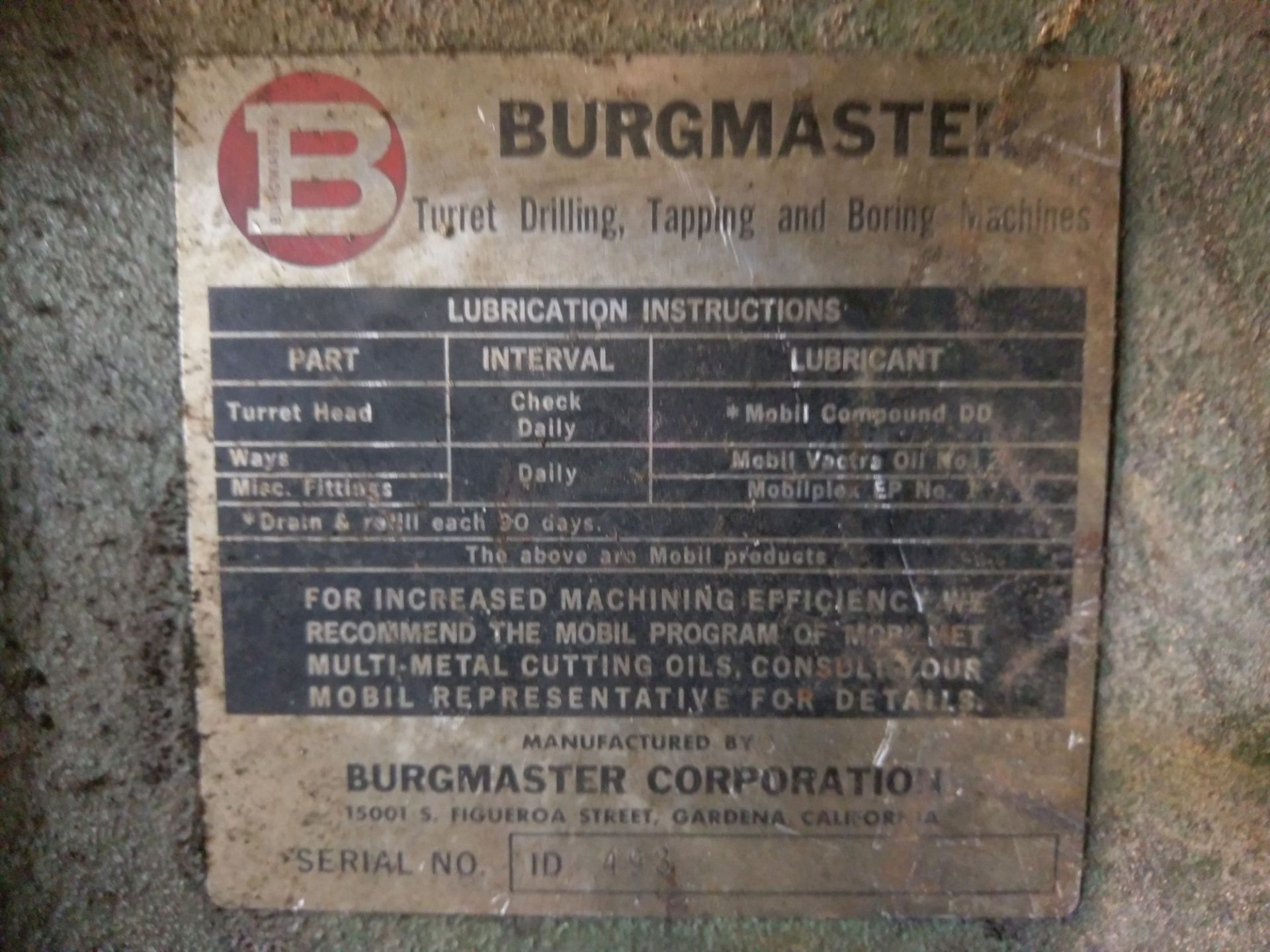 6-SPINDLE BURGMASTER TURRET TYPE DRILL; S/N 493, 14-SPEED, RPM FROM 275 - 4,010 - Image 5 of 7