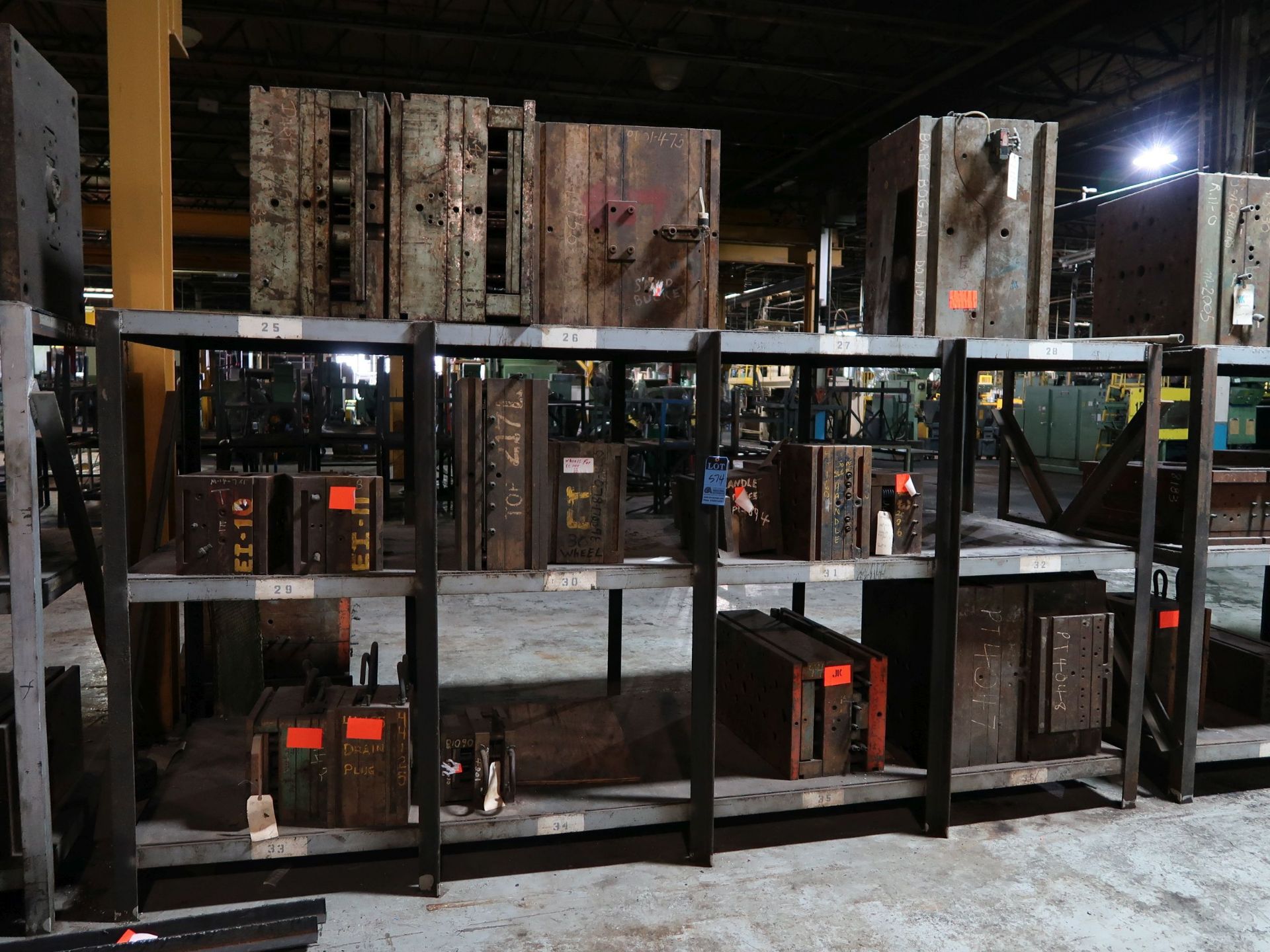 (LOT) RACK WITH (12) STEEL MOLDS - SOLD BY THE LOT