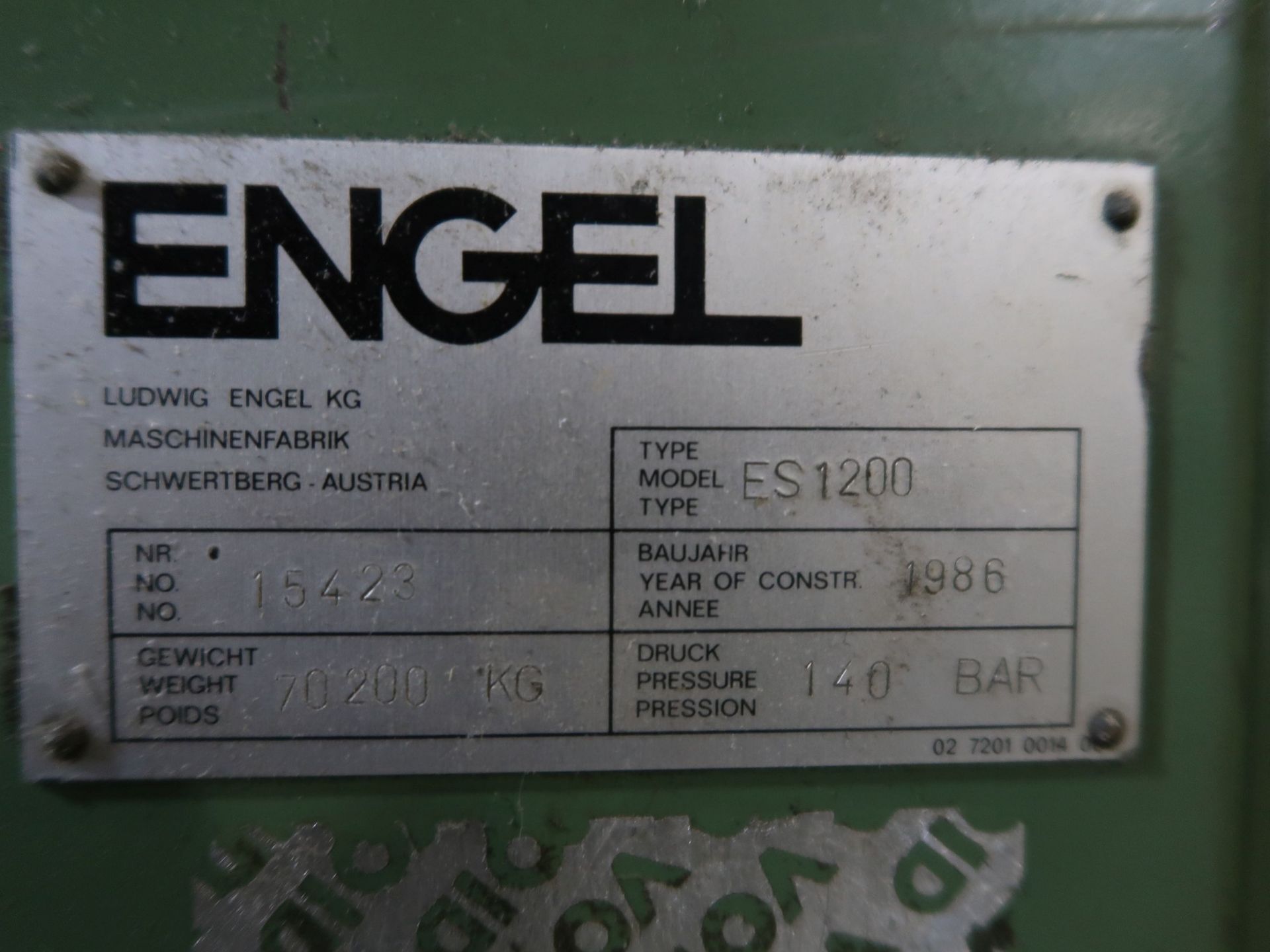 1,200 TON ENGEL MODEL ES1200 HYDRAULIC CLAMP INJECTION MOLDING MACHINE; S/N 15423 - Image 23 of 23