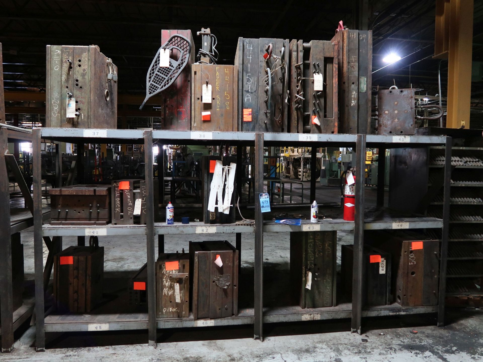 (LOT) RACK WITH (8) STEEL MOLDS - SOLD BY THE LOT