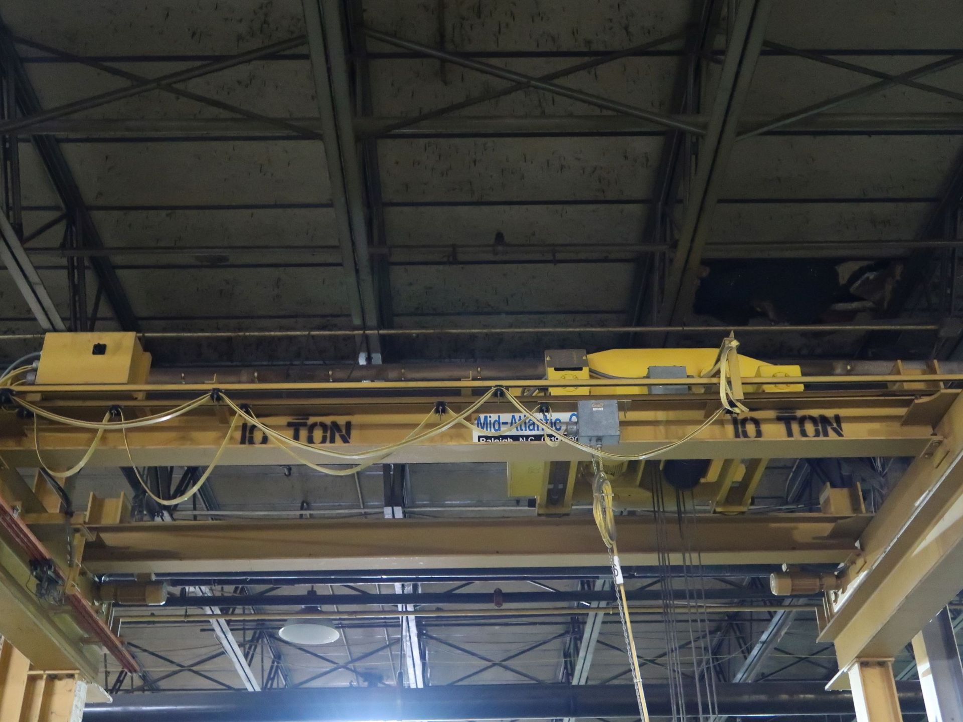 15' WIDE X 90' LONG X 13' HIGH FREE STAND CRANE SYSTEM WITH 10 TON TOP RUNNING DOUBLE GIRDER