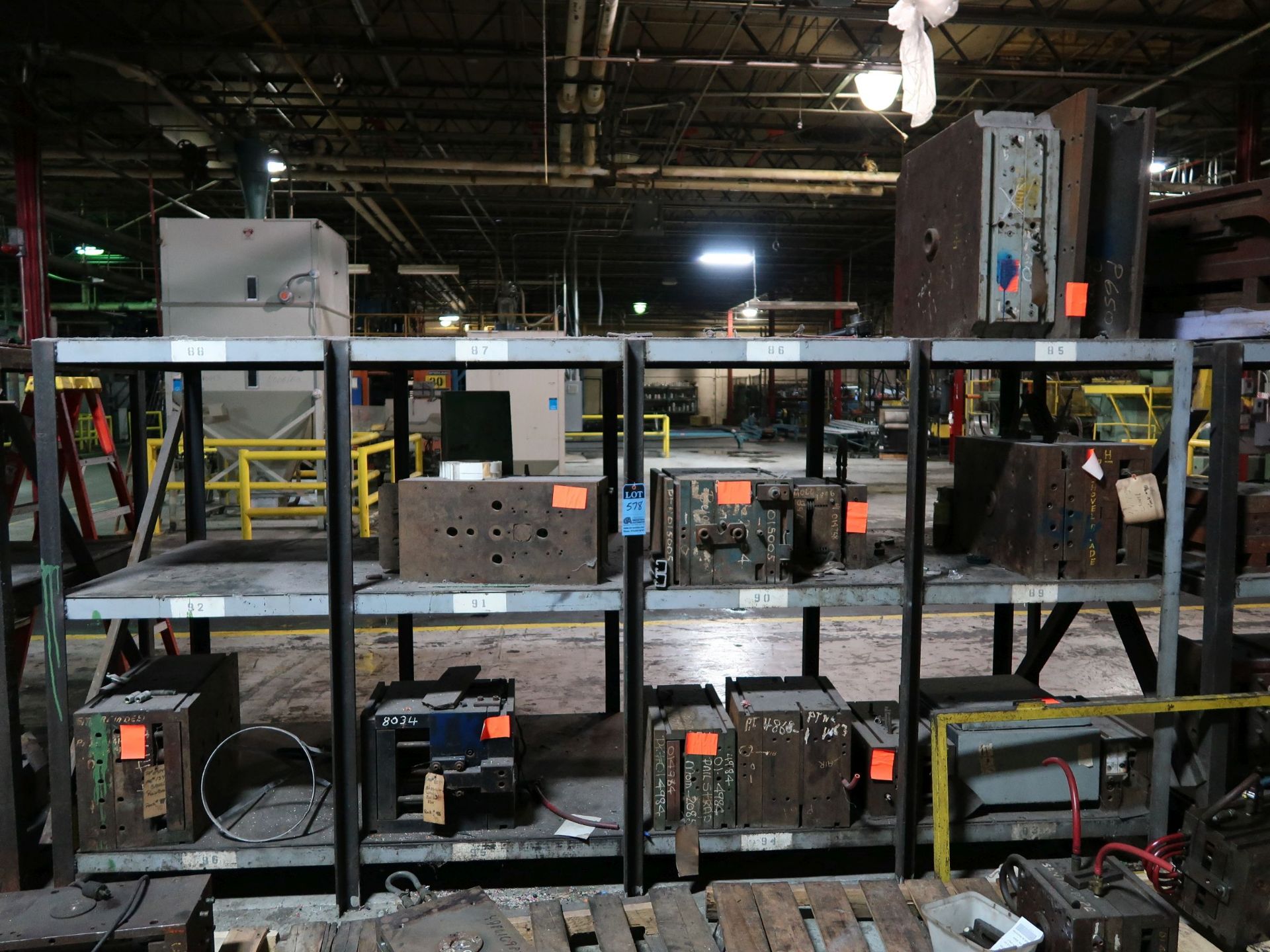 (LOT) RACK WITH (8) STEEL MOLDS - SOLD BY THE LOT