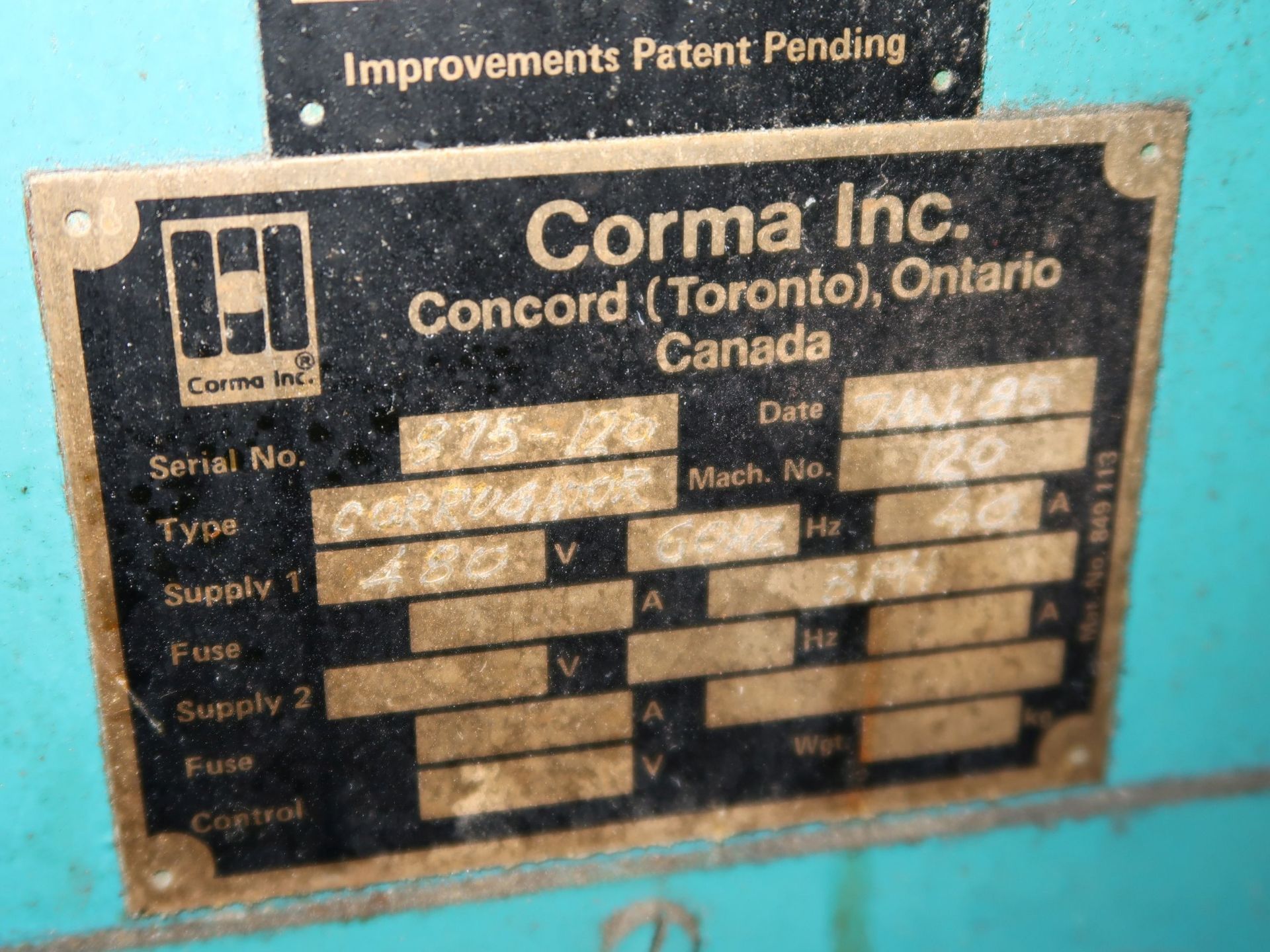 CORMA MODEL 120HS CORRUGATOR; S/N 875-120 **SUBJECT TO OVERALL BID @ LOT 1386** - Image 7 of 8