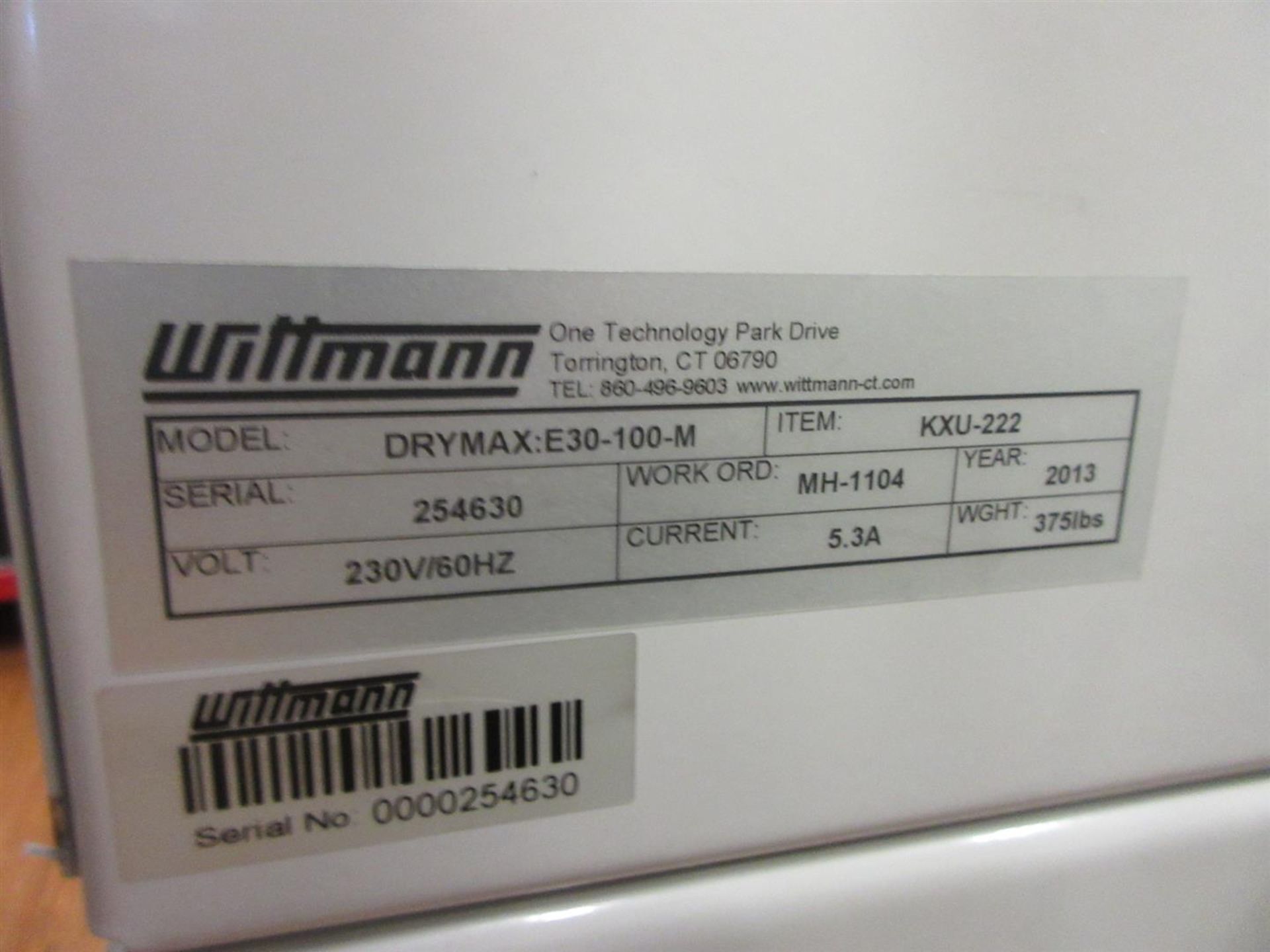 WITTMANN DRYER, MODEL DRYMAX E30-188-M; S/N 254630, WITH LOADER (NEW IN 2013) - Image 3 of 3