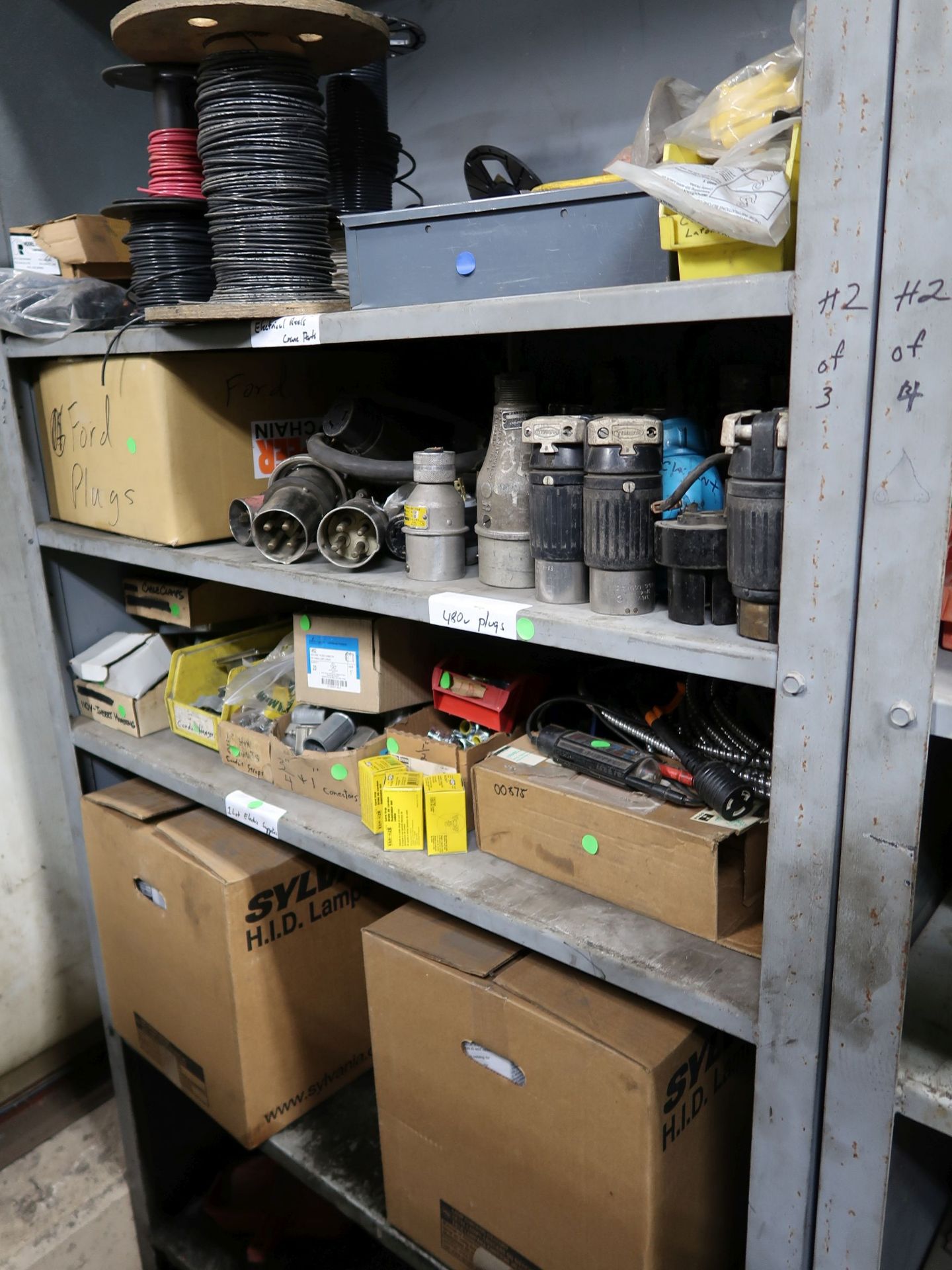 (LOT) CONTENTS ONLY ON (4) SECTIONS STEEL SHELVING MISCELLANEOUS ELECTRICAL, PNEUMATIC REGULATORS - Image 4 of 4