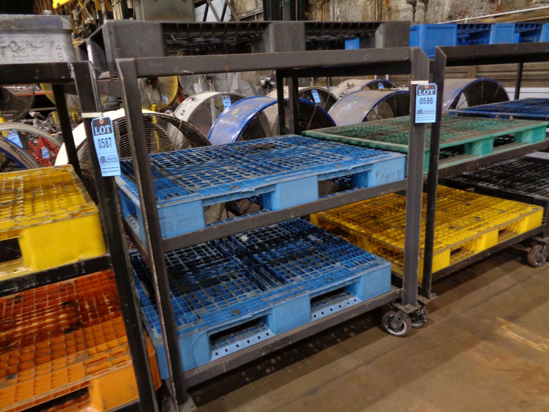 44" X 48" X 56" HIGH TRI-LEVEL STEEL FRAME RACKOCELL CART WITH (3) 40" X 48" HEAVY DUTY PLASTIC