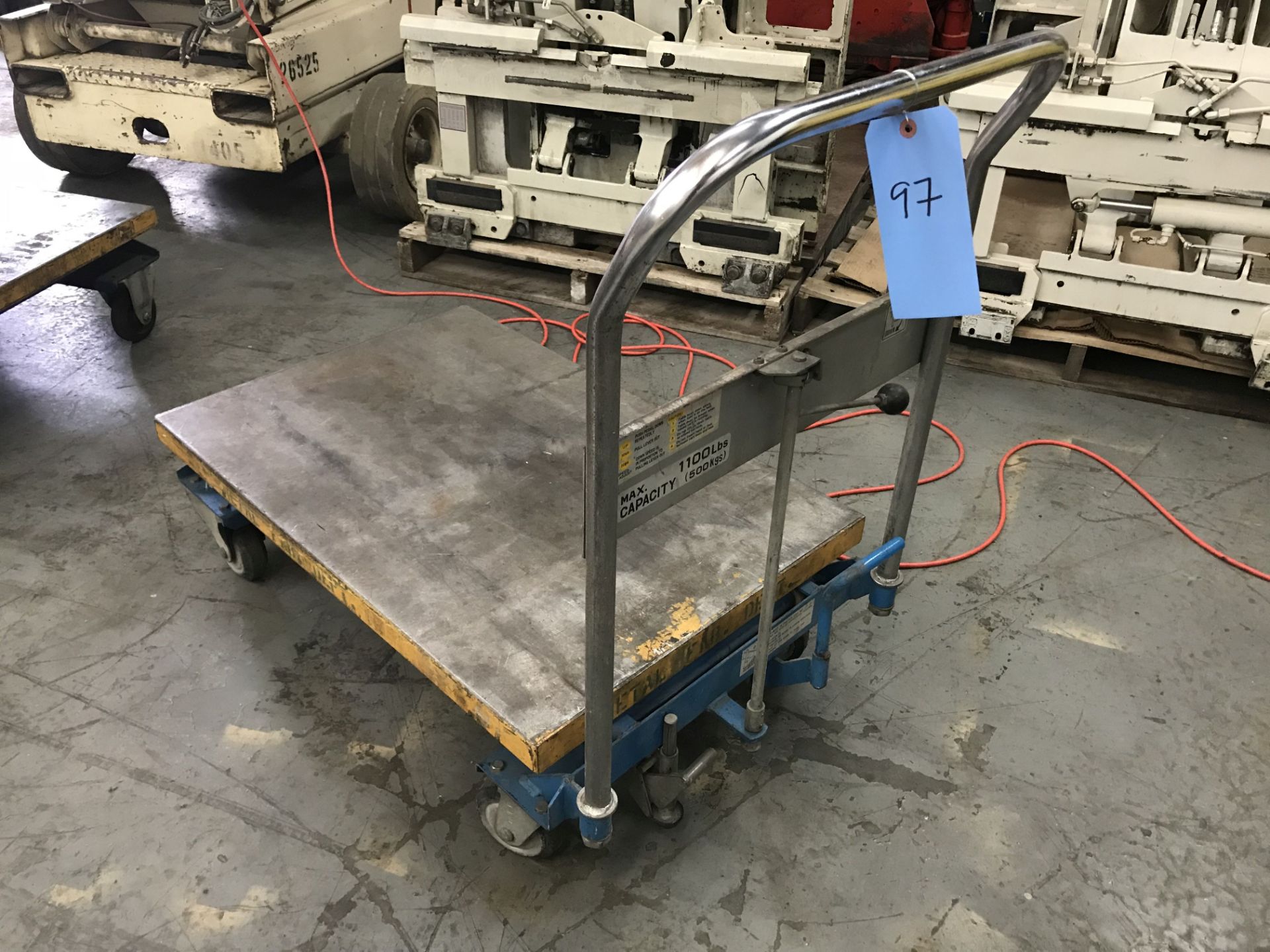 DANDY SOUTHWORTH 1,100 LB. MANUAL SCISSOR LIFT CART, 24" X 36" PLATFORM, 12" LOWERED HEIGHT,