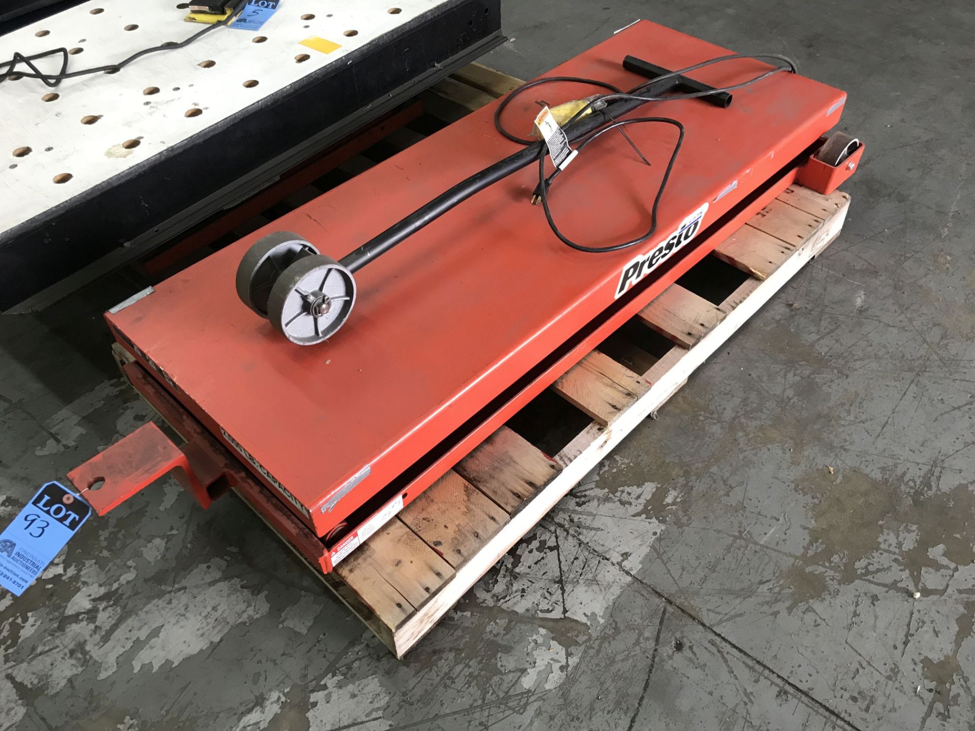 2,000 LB. CAPACITY PRESTO 24" X 64" ELECTRIC HYDRAULIC SCISSOR LIFT TABLE WITH WHEELS **LOCATED AT 6