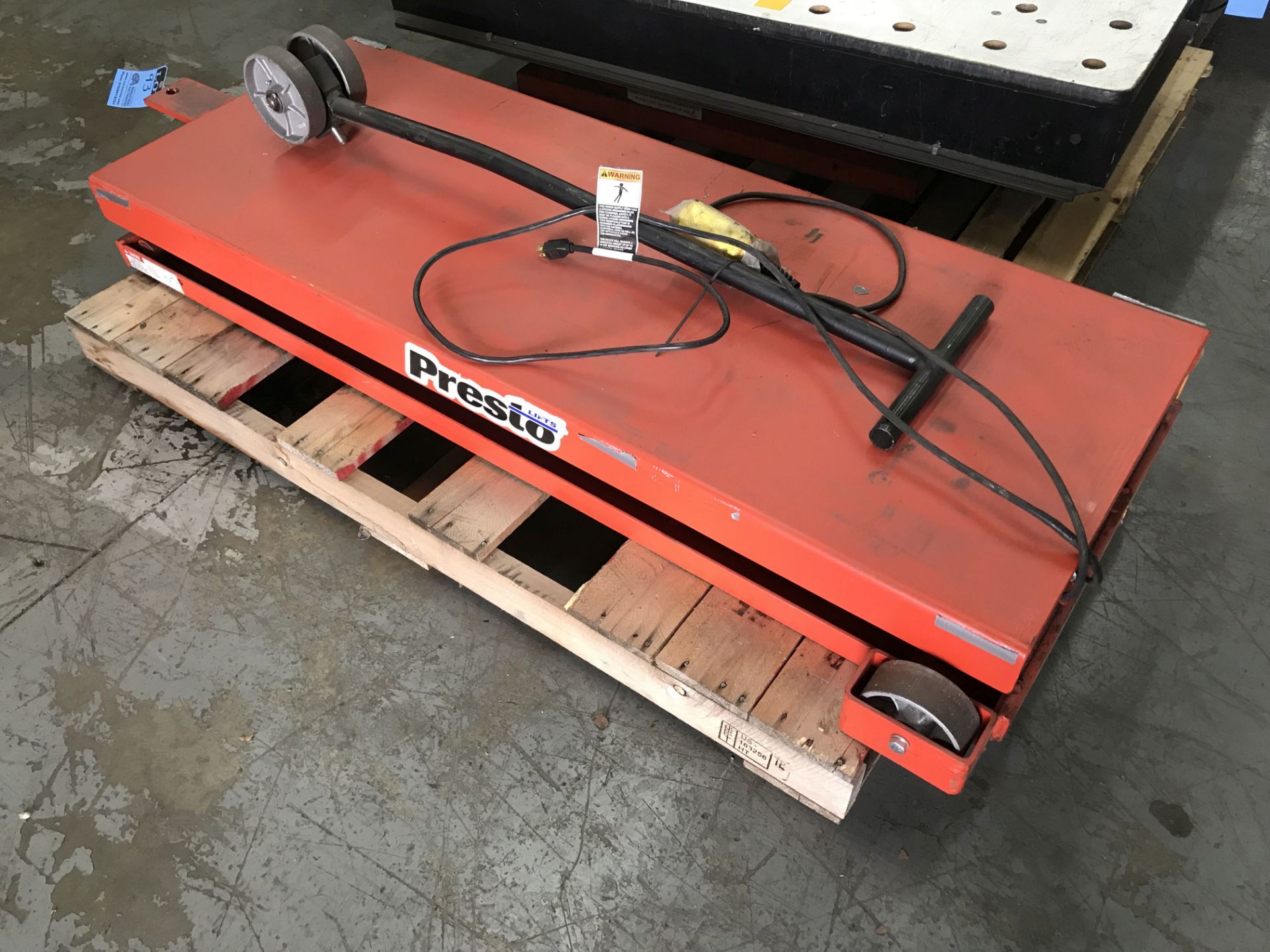 2,000 LB. CAPACITY PRESTO 24" X 64" ELECTRIC HYDRAULIC SCISSOR LIFT TABLE WITH WHEELS **LOCATED AT 6 - Image 2 of 3
