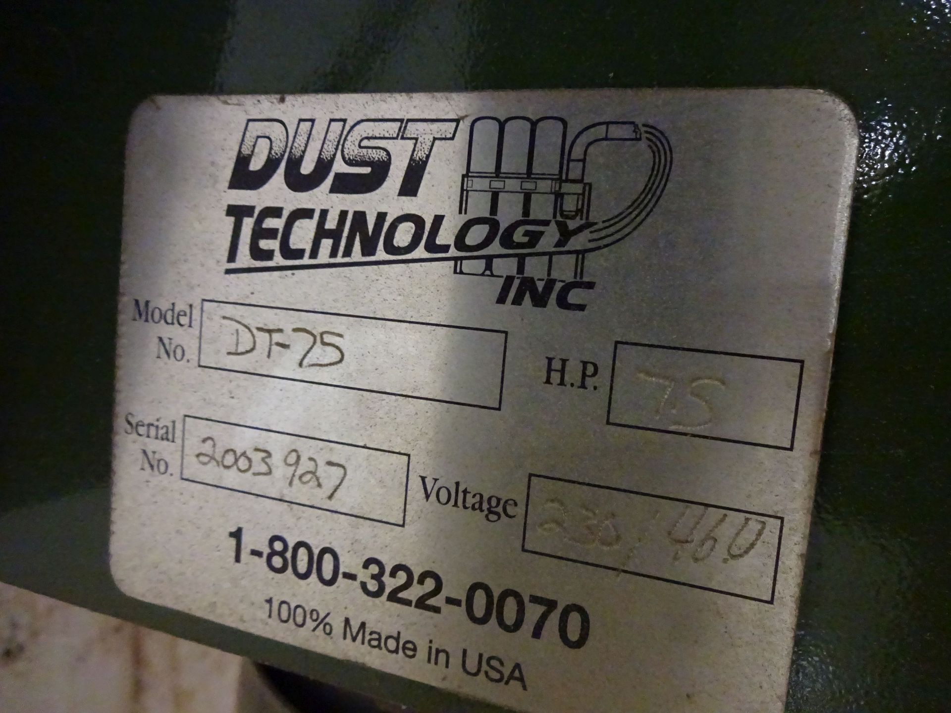 7.5 HP DUST TECHNOLOGY MODEL DT-75 SIX-BAG DUST COLLECTOR - Image 2 of 2