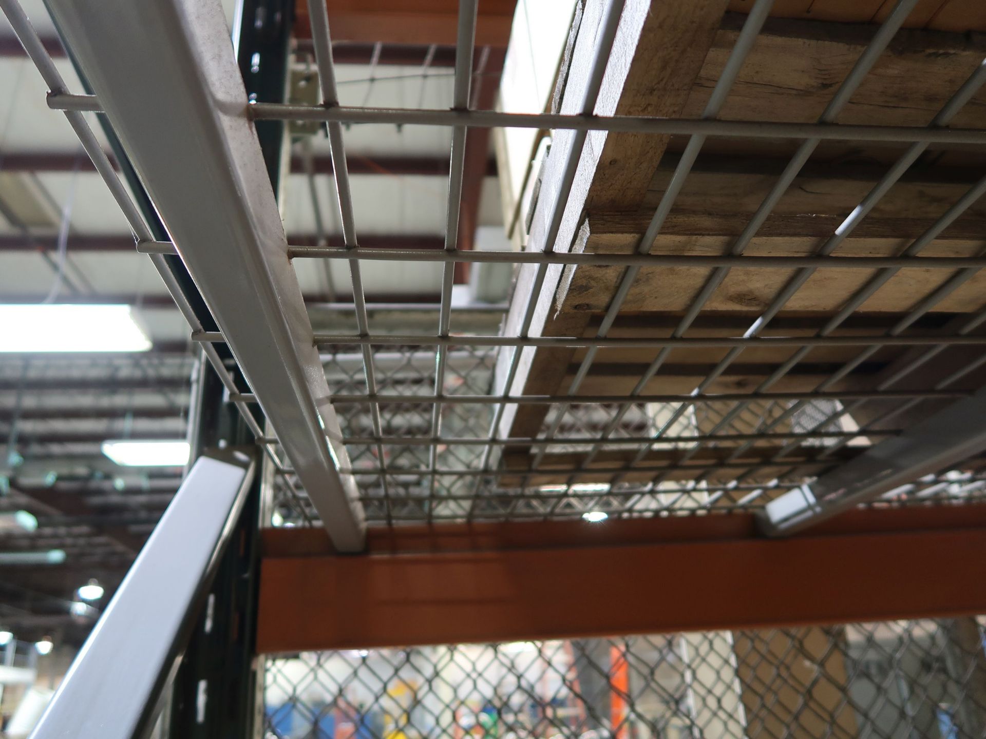 SECTIONS 42" X 144" X 144" HIGH ADJUSTABLE BEAM PALLET RACK WITH WIRE DECKING **DELAYED REMOVAL - - Image 3 of 3