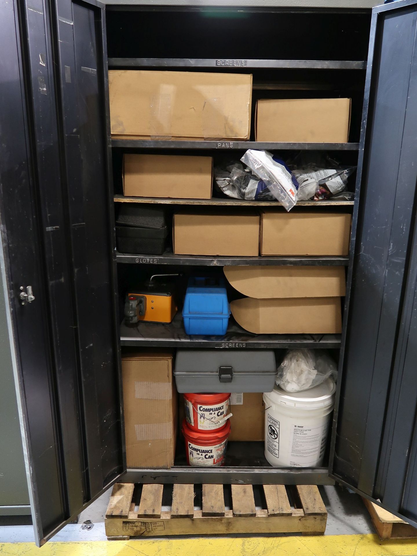 TWO-DOOR STORAGE CABINET & CONTENTS W/ MISC. SUPPORT SUPPLIES - Image 2 of 2
