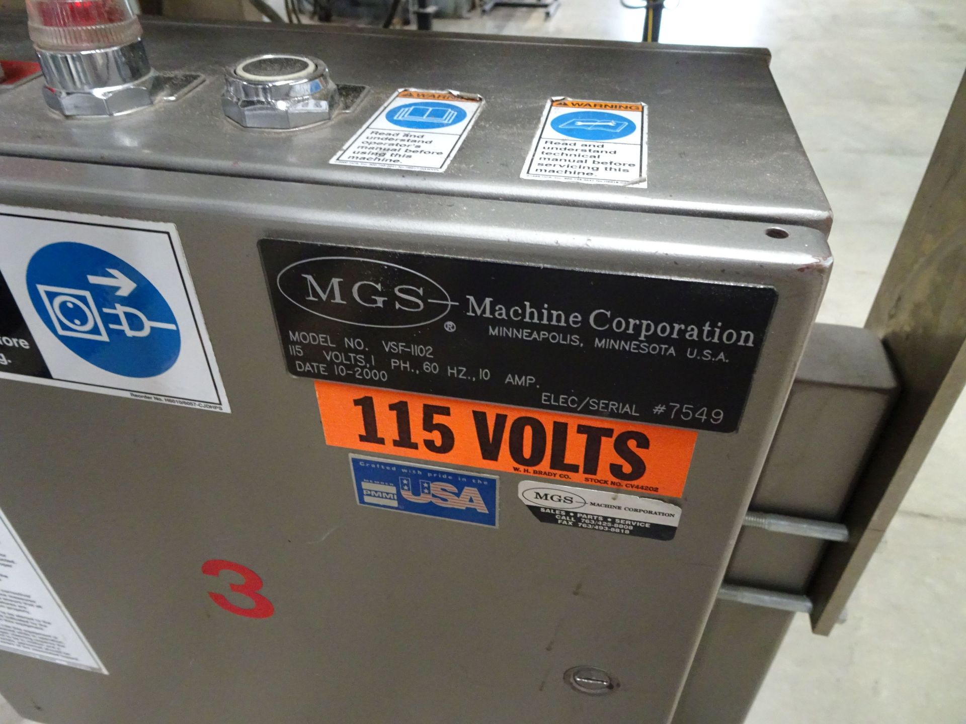 MGS MACHINE CROP MODEL VSF-1102 VERTICAL STRIP FEEDER; S/N 7549 - Image 5 of 6