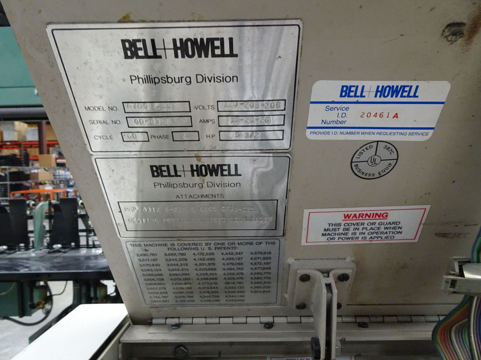 14-POCKET BELL AND HOWELL MAIL STAR MODEL A754-C11 INSERTER; S/N 40-4358, WITH 12" X 46" BELT - Image 10 of 11