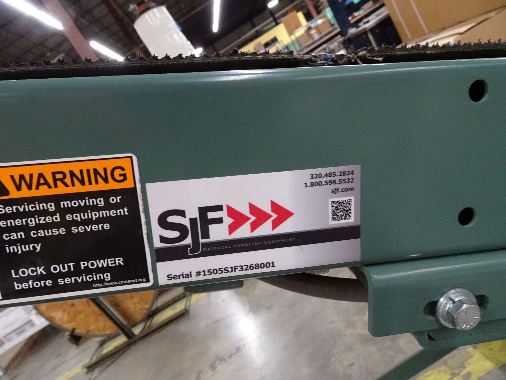 18" WIDE RUBBER BELT X 10' SJF POWERED INCLINE CONVEYOR SECTION - Image 3 of 4