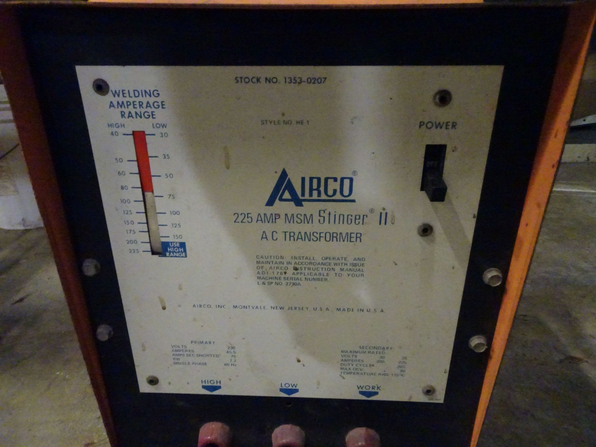 225 AMP AIRCO MSM STINGER II WELDER - Image 2 of 2